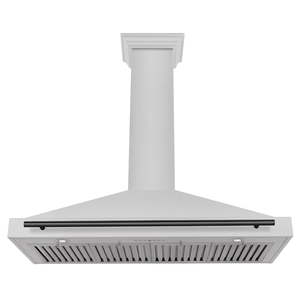 ZLINE 48 in. Autograph Edition Convertible Fingerprint Resistant DuraSnow® Stainless Steel Range Hood with Matte Black Handle (KB4SNZ-48-MB)