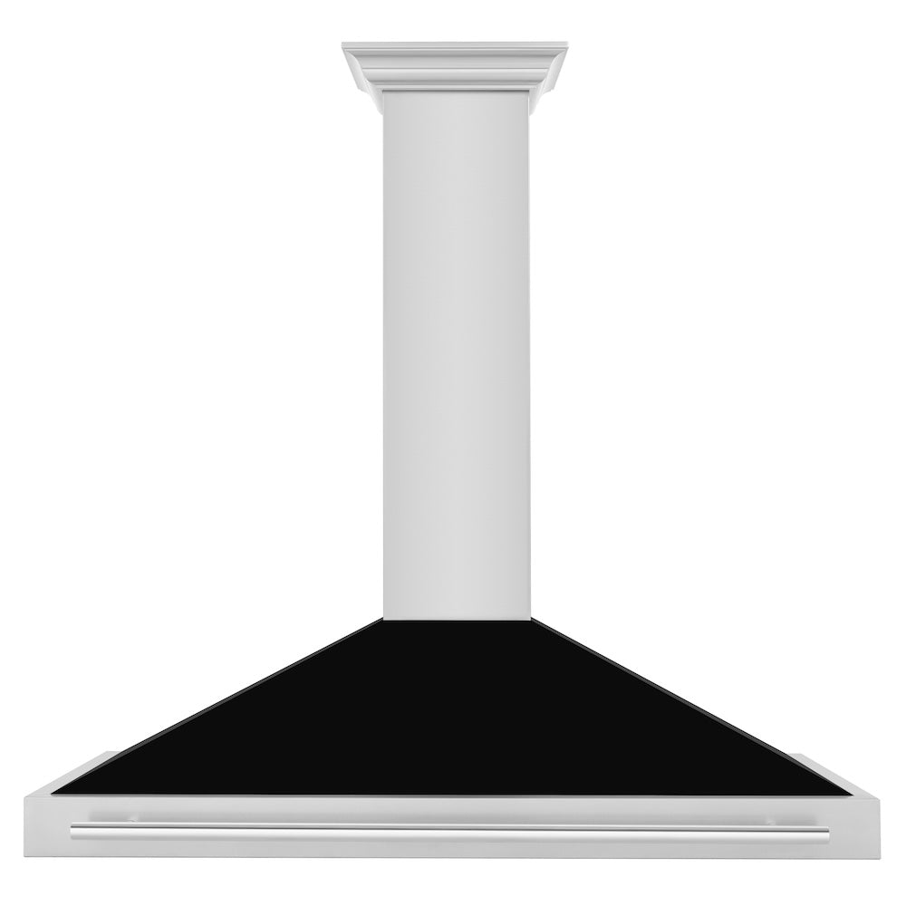 ZLINE 48 in. Convertible Stainless Steel Range Hood with Black Matte Shell and Stainless Steel Handle (KB4STX-BLM-48)