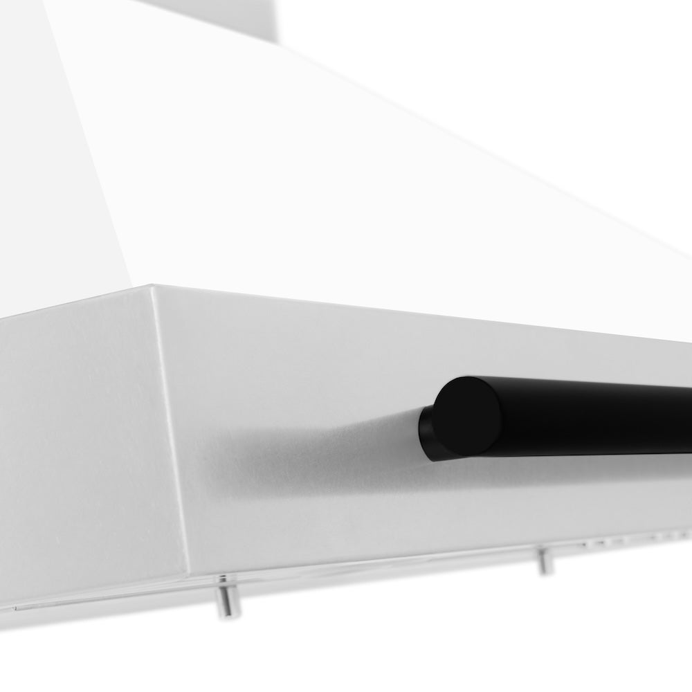 ZLINE 30 in. Autograph Edition Convertible Stainless Steel Range Hood with White Matte Shell and Matte Black Accents (KB4STZ-WM30-MB)