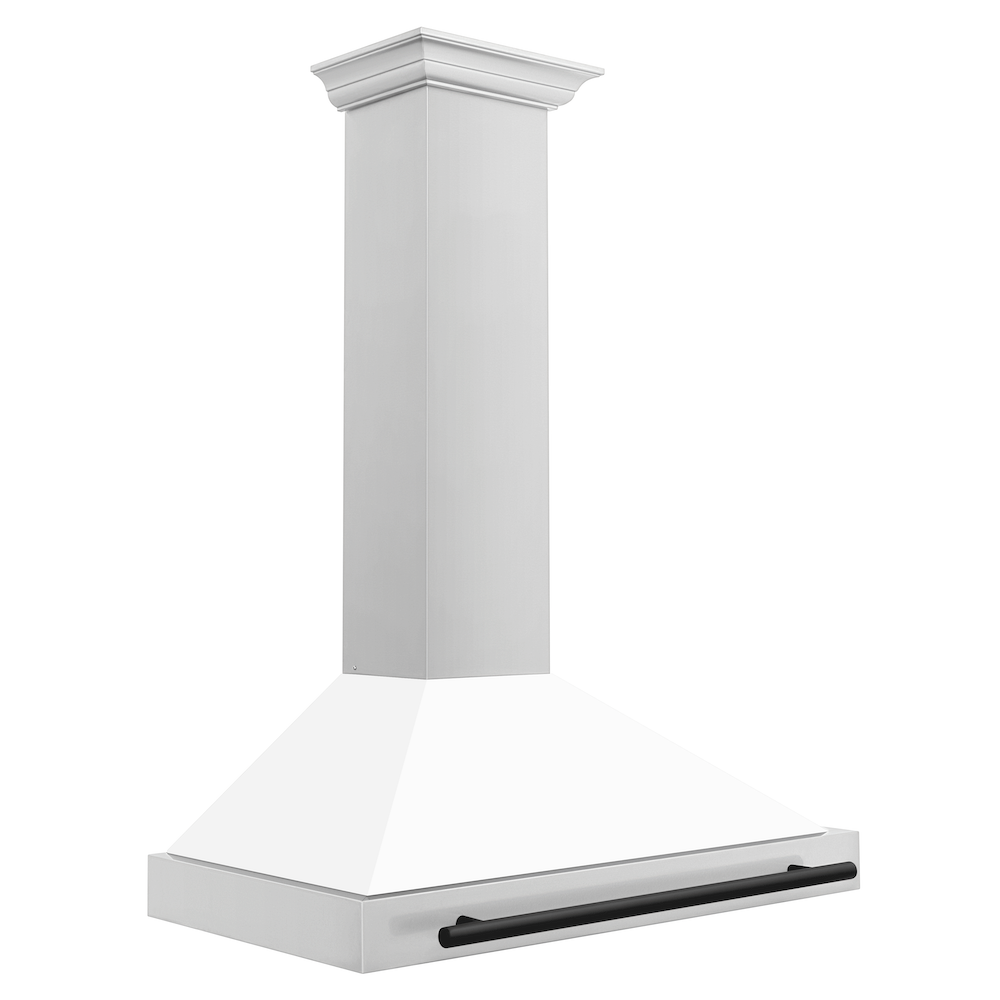 ZLINE 36 in.Autograph Edition Convertible Stainless Steel Range Hood with White Matte Shell and Matte Black Accents (KB4STZ-WM36-MB)