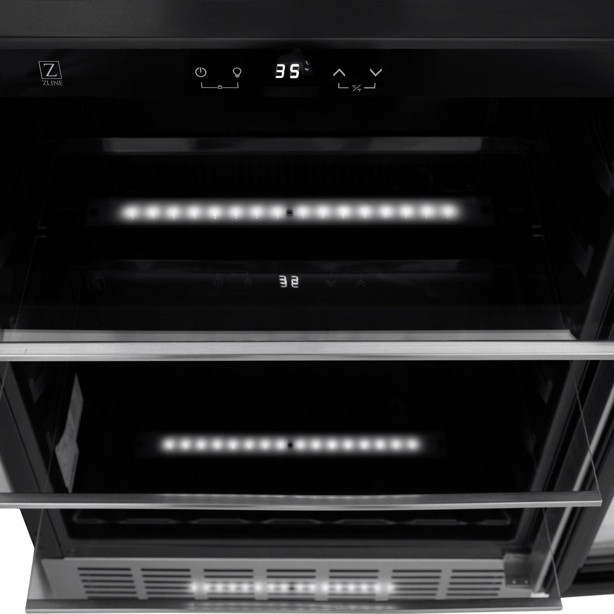 ZLINE Autograph Edition 24" Monument 154 Can Beverage Fridge in Stainless Steel with Champagne Bronze Accents (RBVZ-US-24-CB)