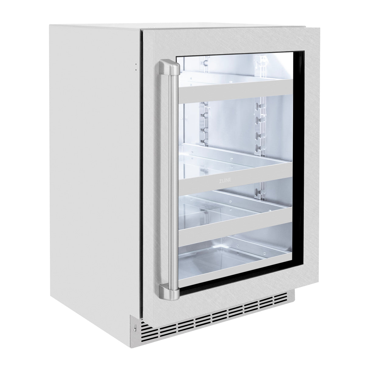 ZLINE 24 in. Touchstone 151 Can Beverage Fridge With Satin Stainless Steel Glass Door (RBSO-SN-24)