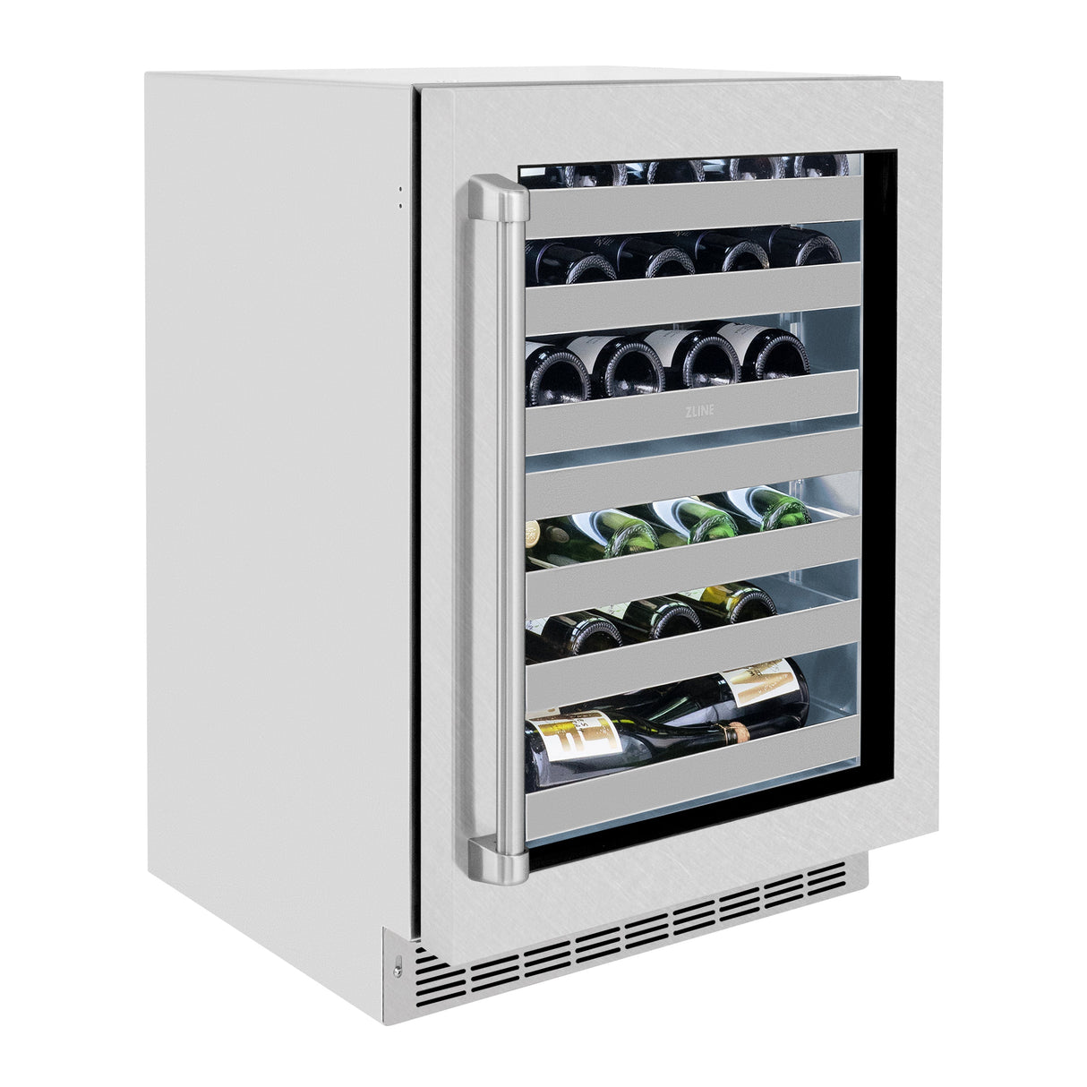 ZLINE 24 in. Touchstone Dual Zone 44 Bottle Wine Cooler with Satin Stainless Steel Glass Door (RWDO-SN-24)