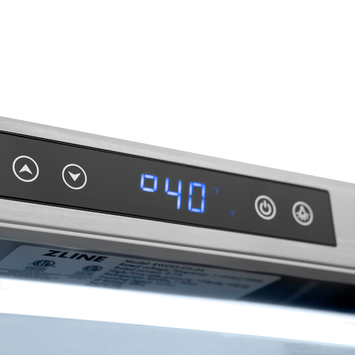 ZLINE 24 in. Touchstone Dual Zone 44 Bottle Wine Cooler with Satin Stainless Steel Glass Door (RWDO-SN-24)