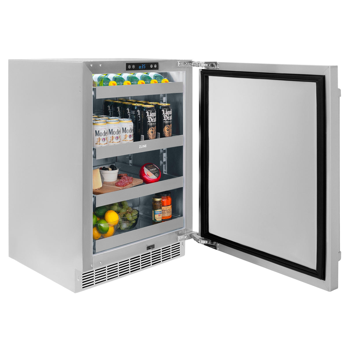 ZLINE 24 in. Touchstone 151 Can Beverage Fridge With Solid Stainless Steel Door (RBSO-ST-24)