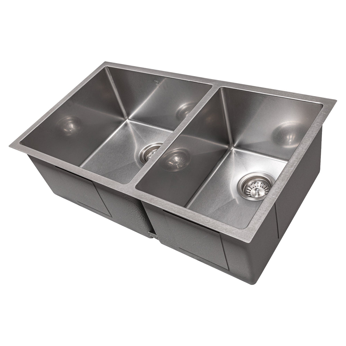 ZLINE 33 in. Chamonix Undermount Double Bowl Satin Stainless Steel Kitchen Sink with Bottom Grid (SR60D-33S)
