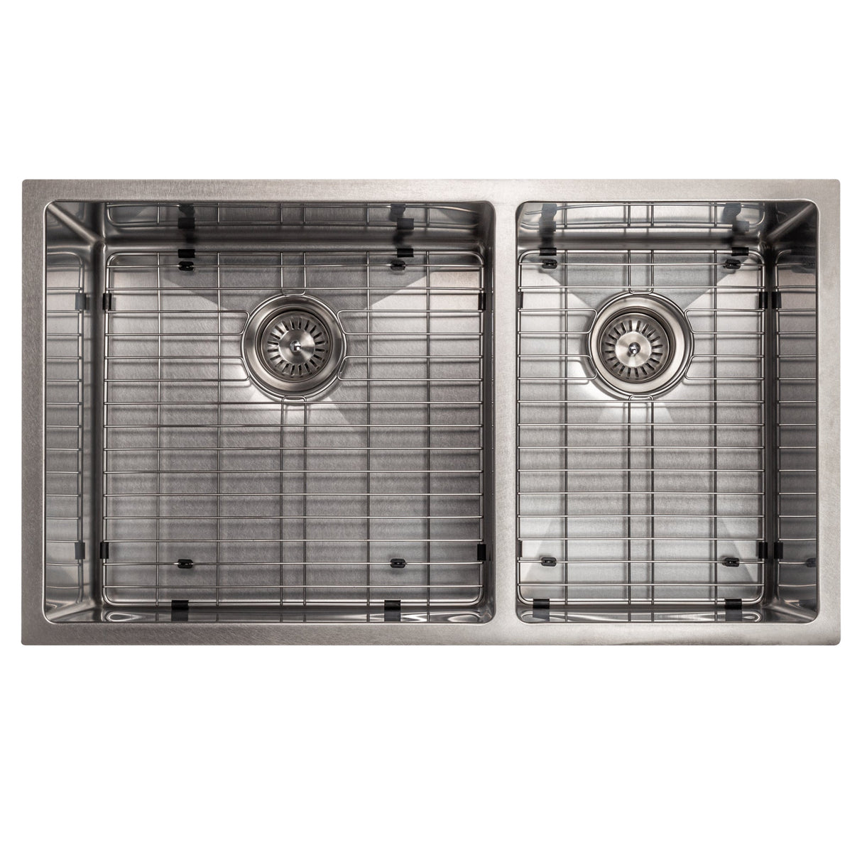 ZLINE 33 in. Chamonix Undermount Double Bowl Satin Stainless Steel Kitchen Sink with Bottom Grid (SR60D-33S)