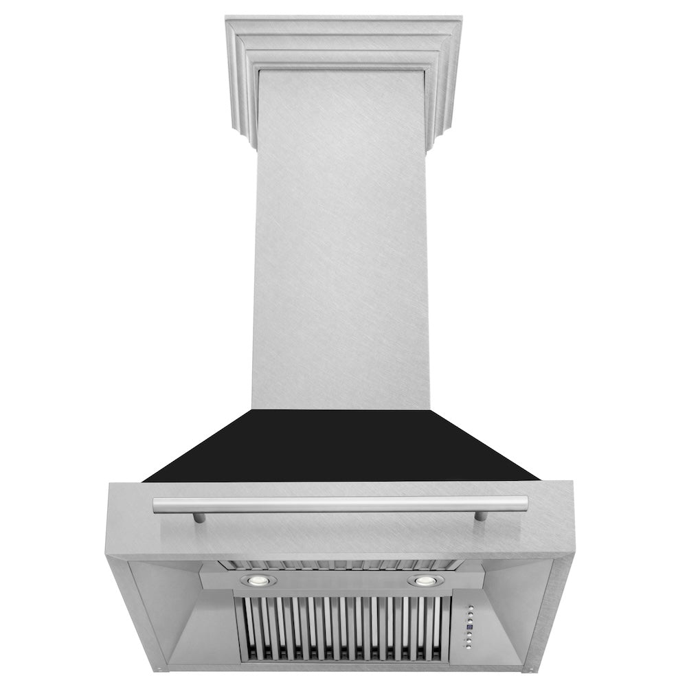 ZLINE 30" Fingerprint Resistant Stainless Steel Range Hood with Black Matte Shell (8654SNX-BLM-30)