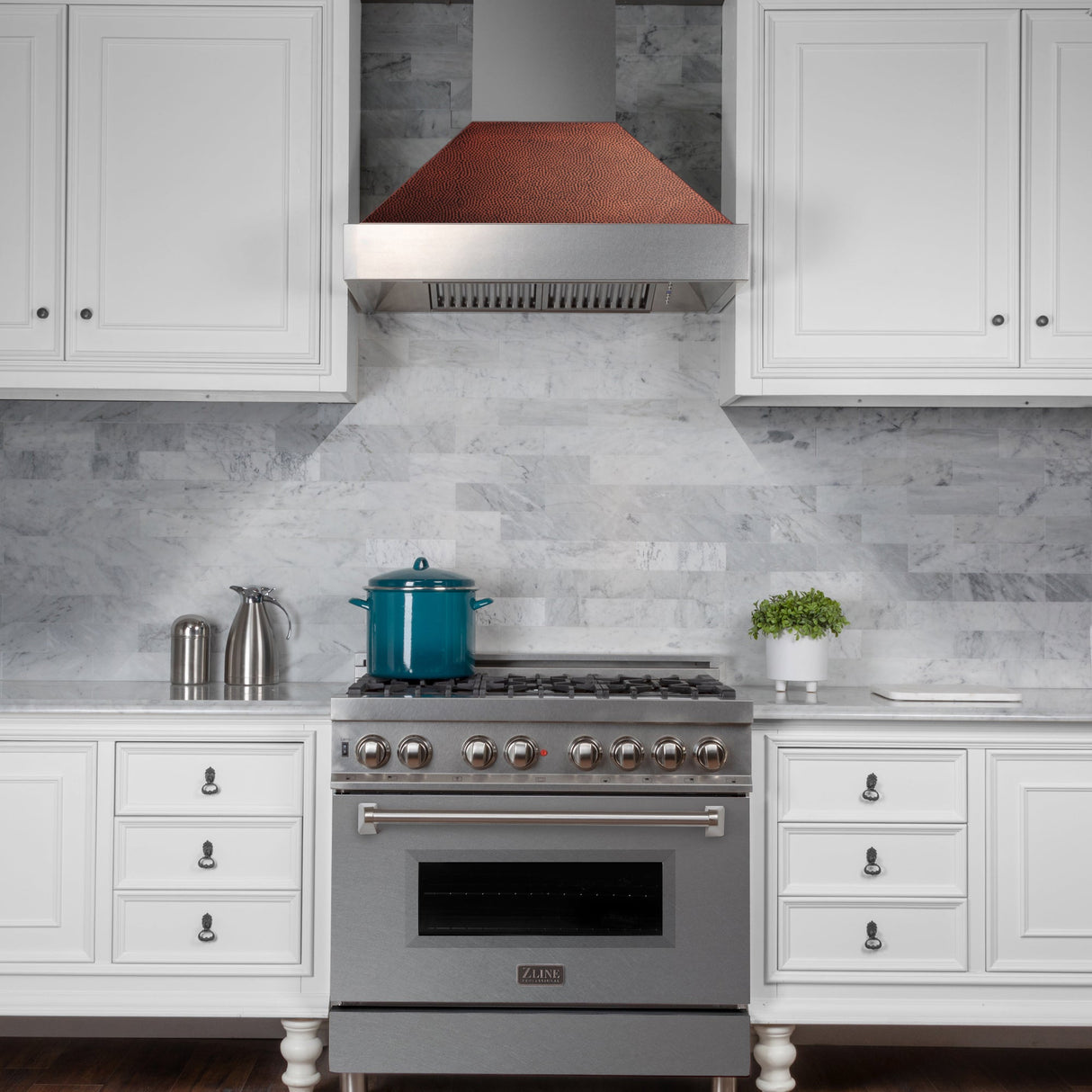 30" Ducted Fingerprint Resistant Stainless Steel Range Hood with Hand-Hammered Copper Shell (8654HH-30)