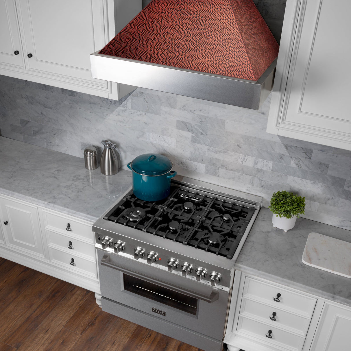 30" Ducted Fingerprint Resistant Stainless Steel Range Hood with Hand-Hammered Copper Shell (8654HH-30)