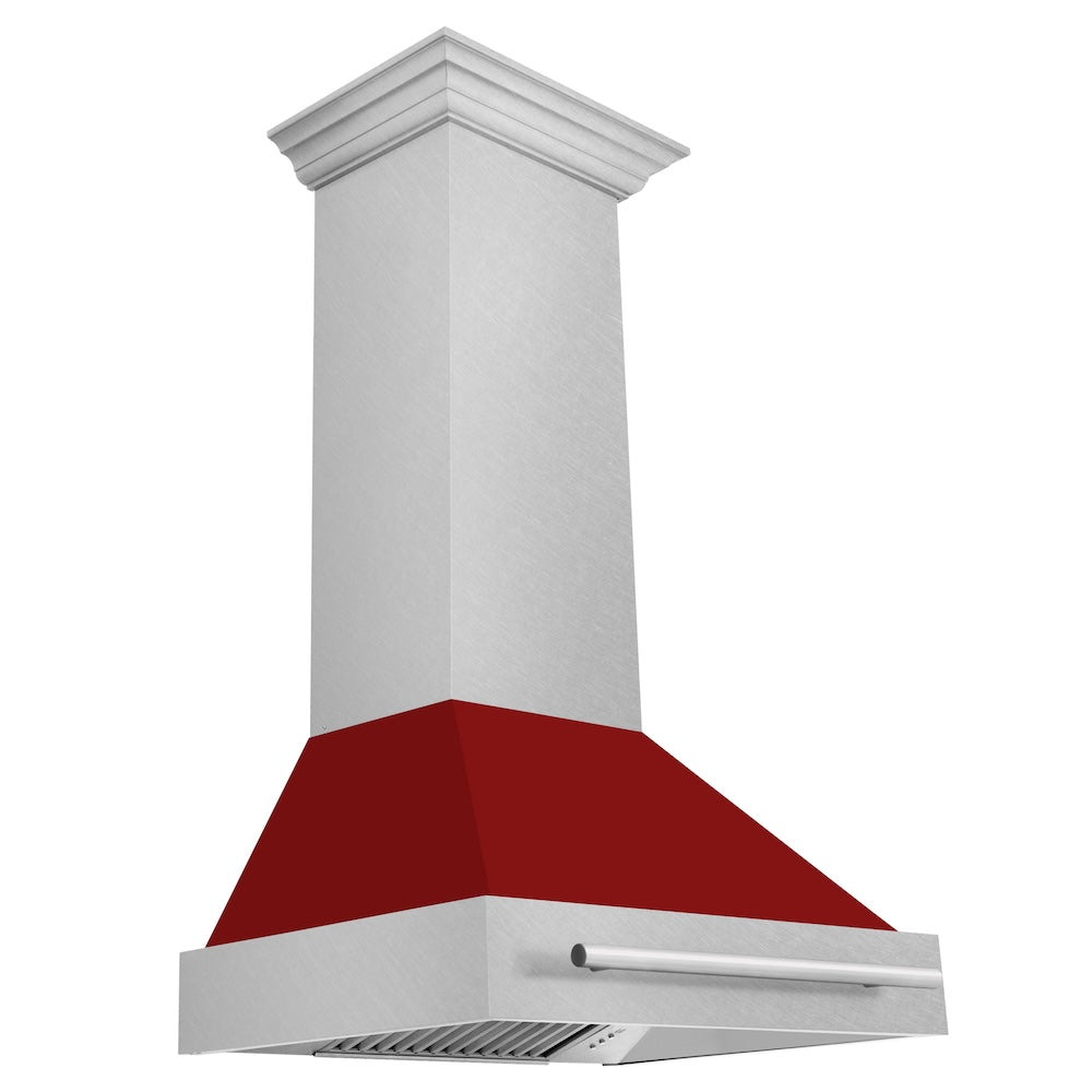 ZLINE 30" Fingerprint Resistant Stainless Steel Range Hood with Red Gloss Shell (8654SNX-RG30)