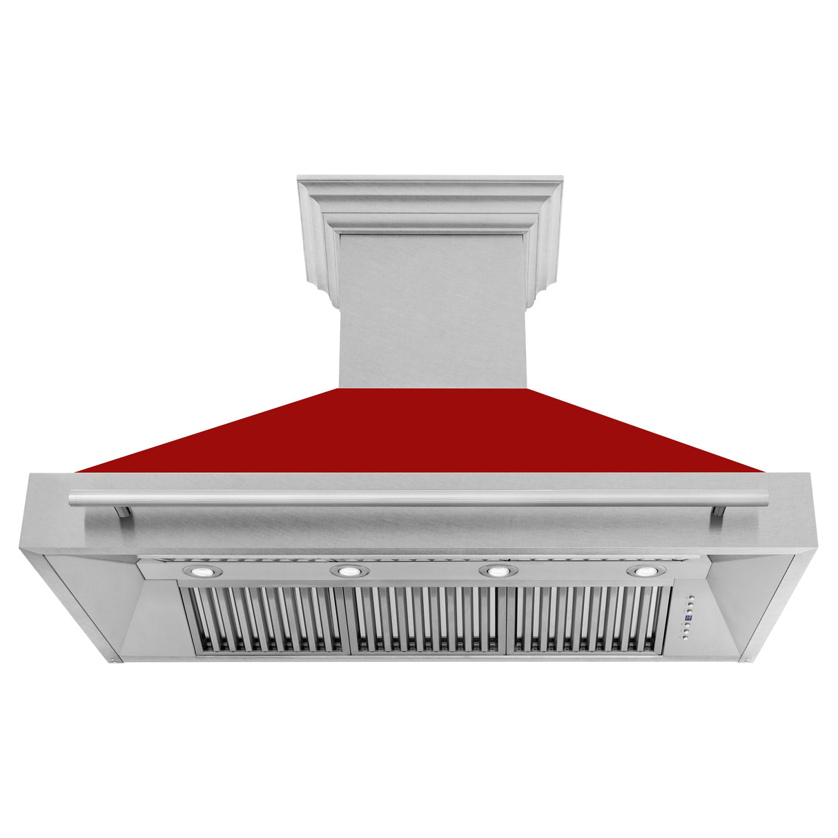 ZLINE 48" Fingerprint Resistant Stainless Steel Range Hood with Red Gloss Shell (8654SNX-RG48)