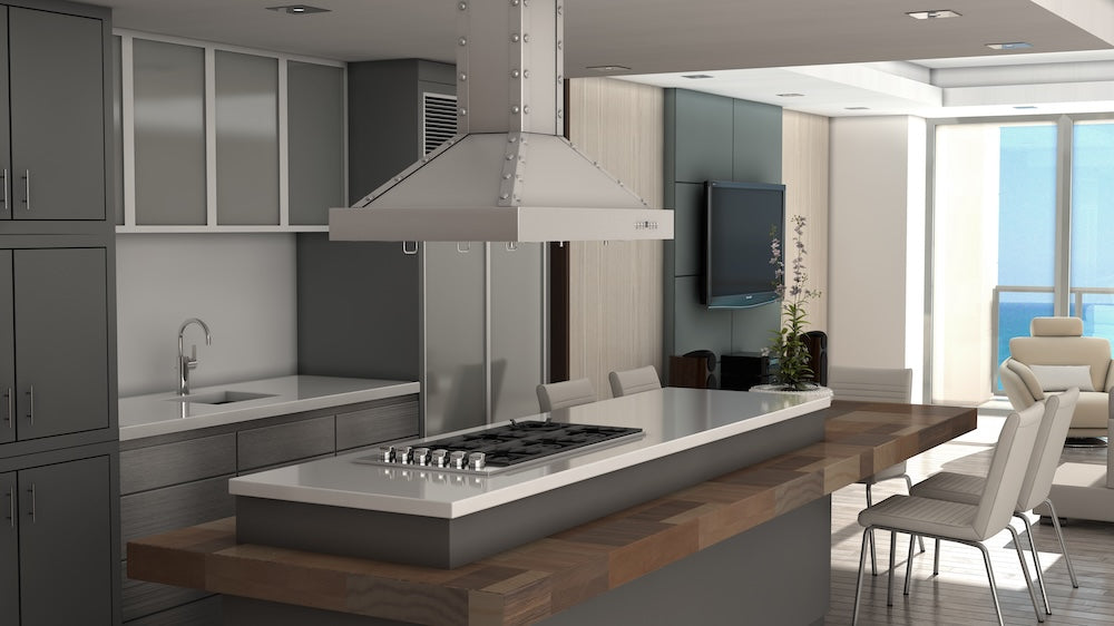 ZLINE 36 in. Designer Series Satin Stainless Steel Island Range Hood (KB2i-4SSXS-36)