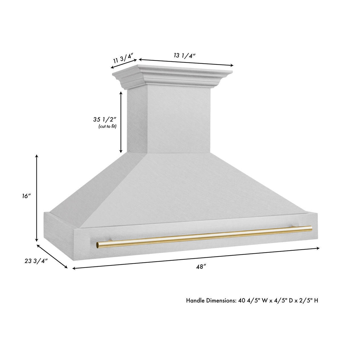 ZLINE Autograph Edition 48" Fingerprint Resistant Stainless Steel Range Hood with Polished Gold Handle (8654SNZ-48-G)