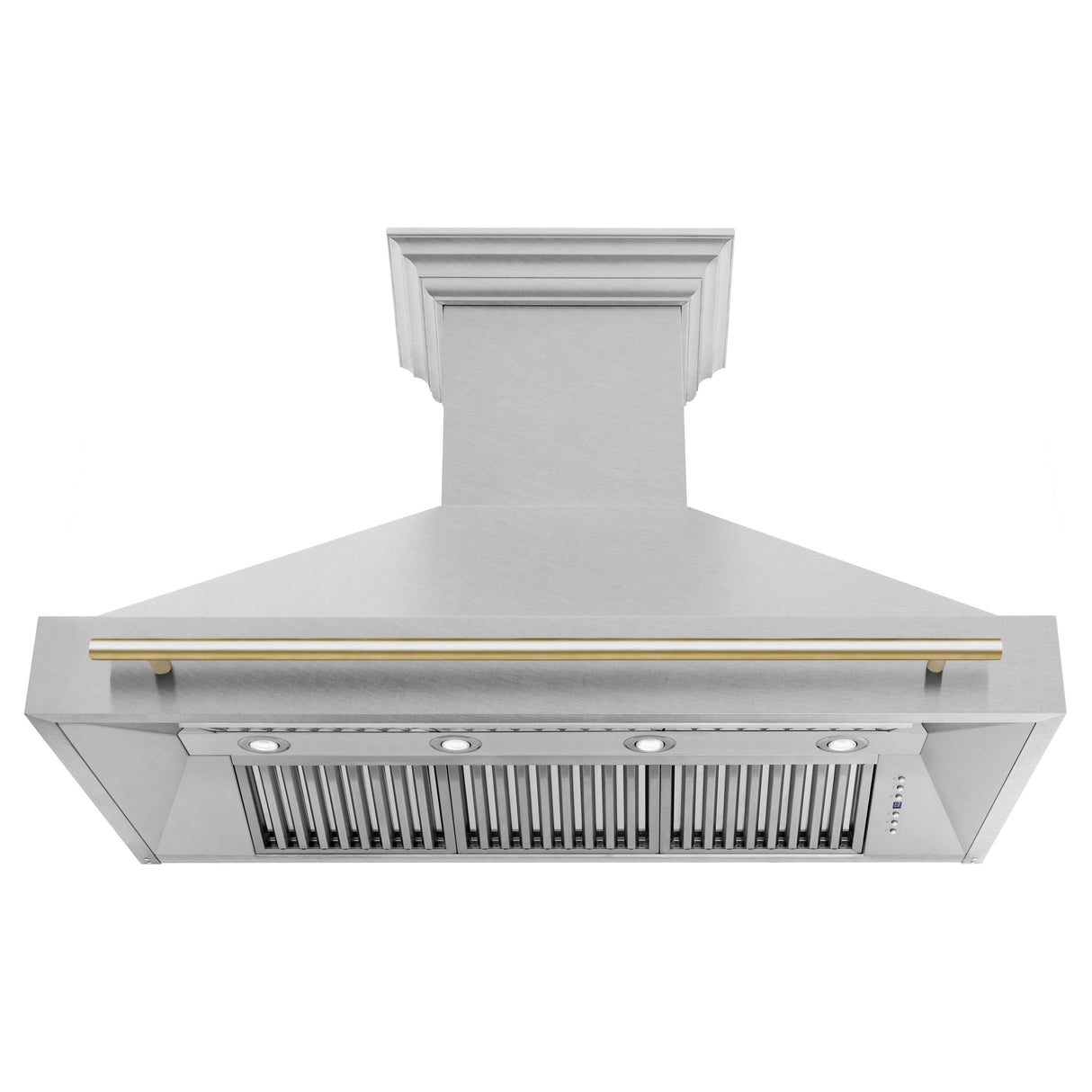 ZLINE Autograph Edition 48" Fingerprint Resistant Stainless Steel Range Hood with Polished Gold Handle (8654SNZ-48-G)