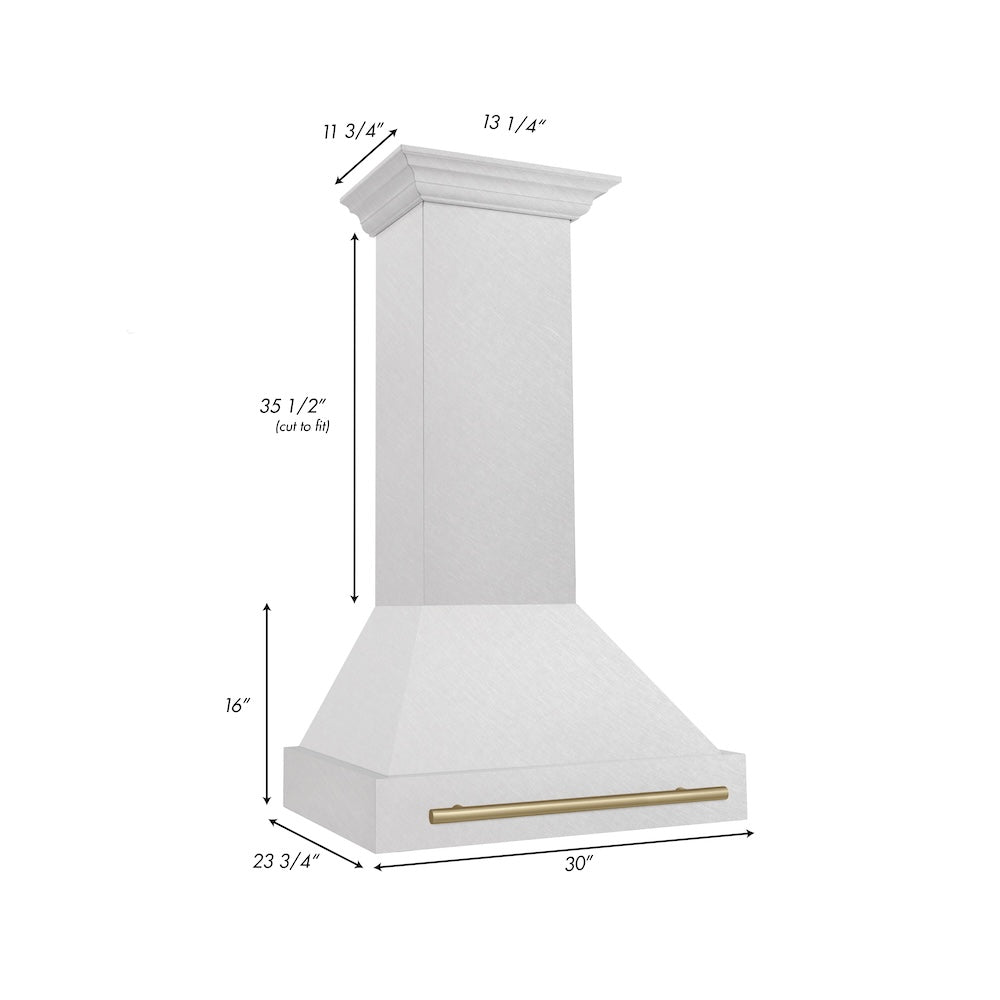 ZLINE Autograph Edition 30" Fingerprint Resistant Stainless Steel Range Hood with Champagne Bronze Handle (8654SNZ-30-CB)