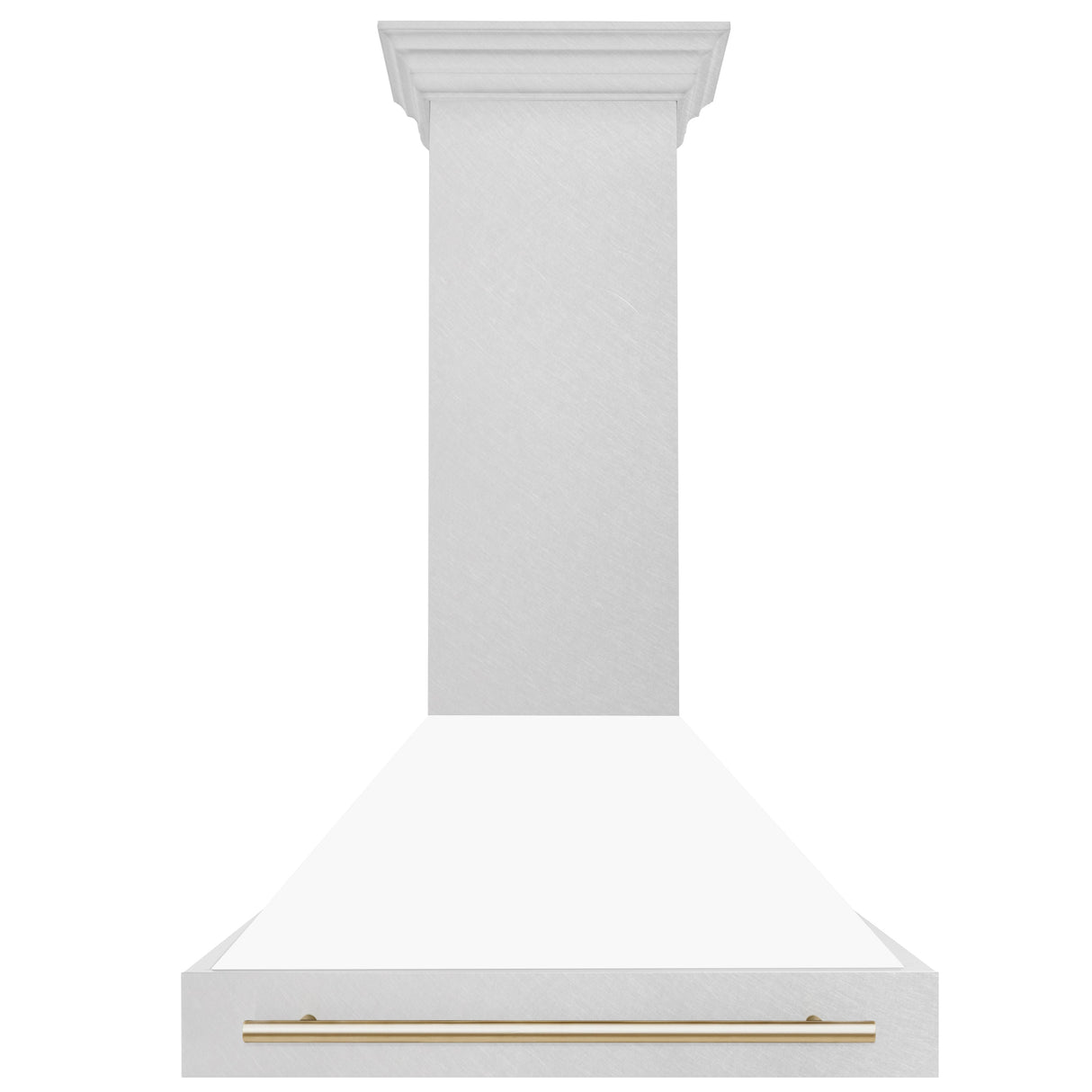 ZLINE Autograph Edition 36" Fingerprint Resistant Stainless Steel Range Hood with White Matte Shell and Polished Gold Handle (8654SNZ-WM36-G)