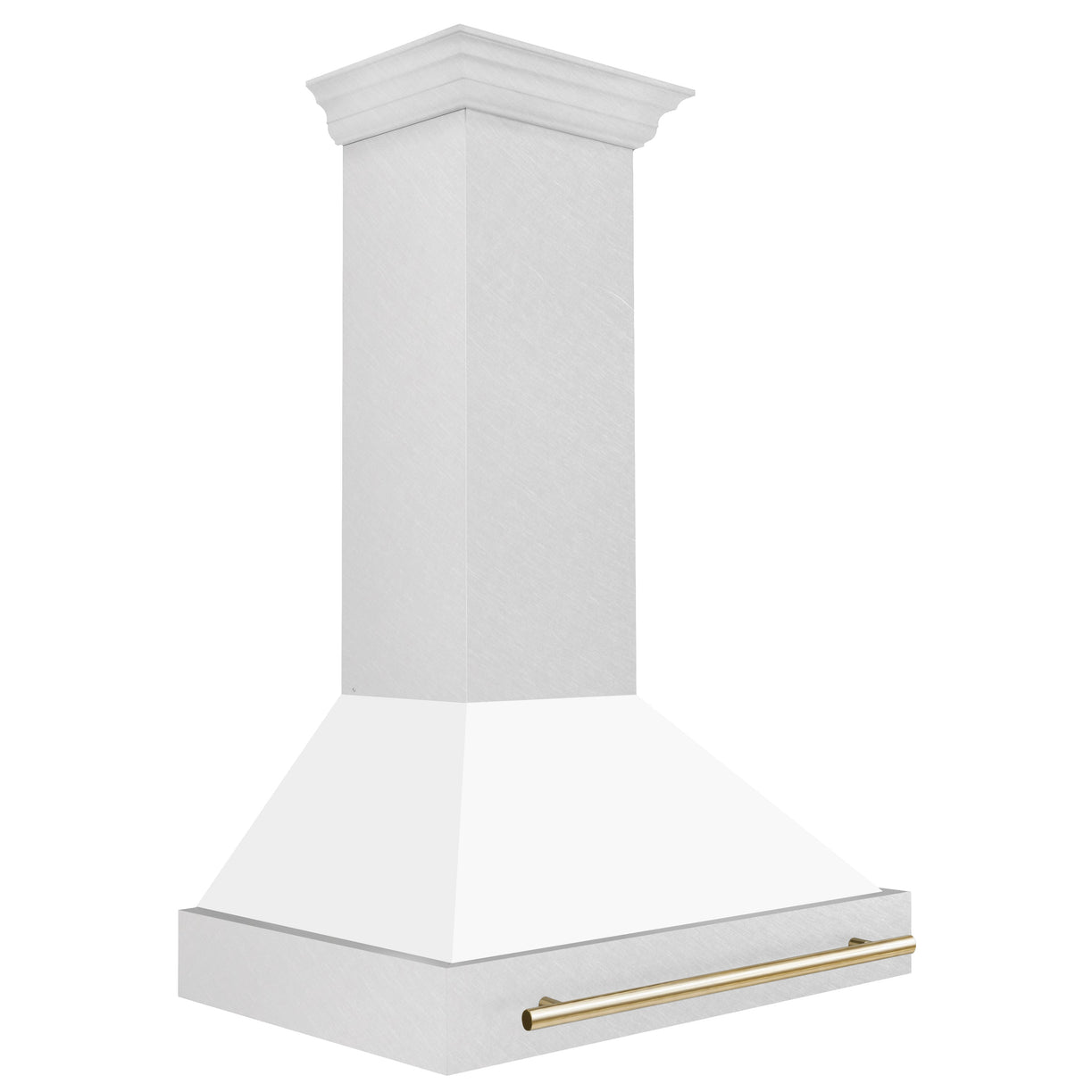 ZLINE Autograph Edition 36" Fingerprint Resistant Stainless Steel Range Hood with White Matte Shell and Polished Gold Handle (8654SNZ-WM36-G)