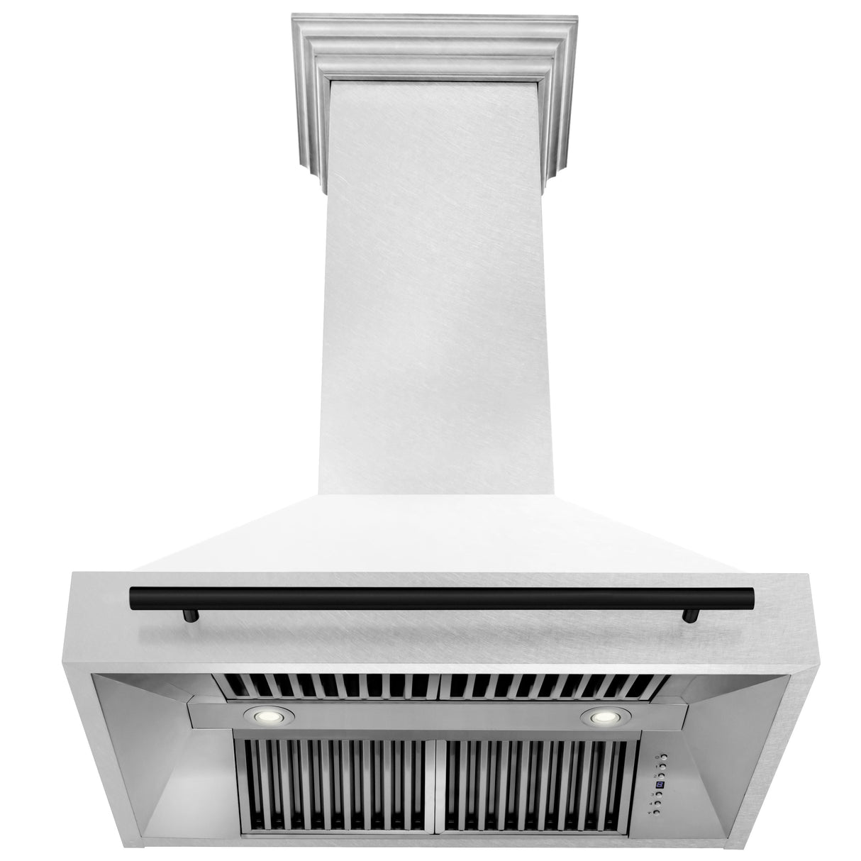 ZLINE Autograph Edition 36" Fingerprint Resistant Stainless Steel Range Hood with White Matte Shell and Matte Black Handle (8654SNZ-WM36-MB)