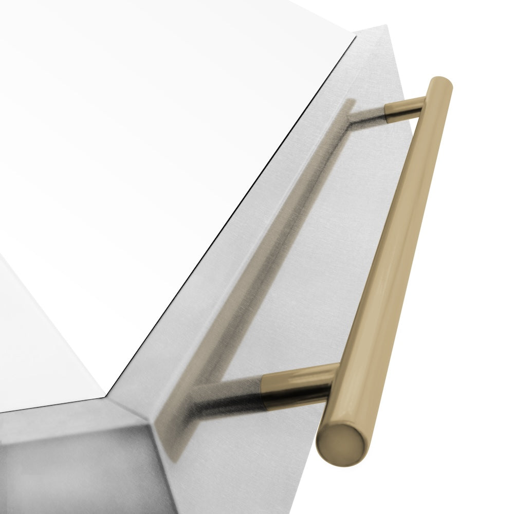 ZLINE Autograph Edition 48" Fingerprint Resistant Stainless Steel Range Hood with White Matte Shell and Champagne Bronze Handle (8654SNZ-WM48-CB)
