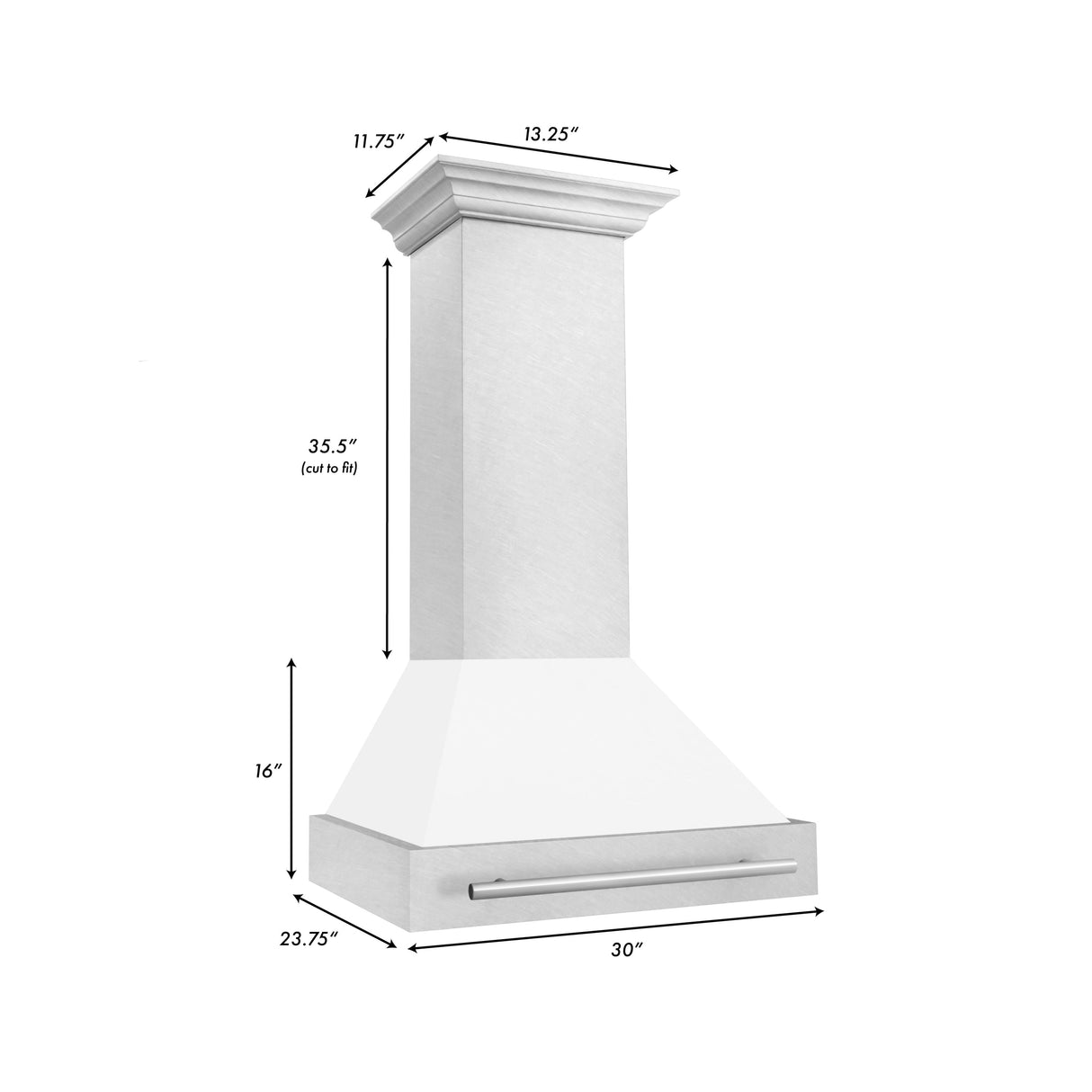 ZLINE 30" Fingerprint Resistant Stainless Steel Range Hood with White Matte Shell (8654SNX-WM30)