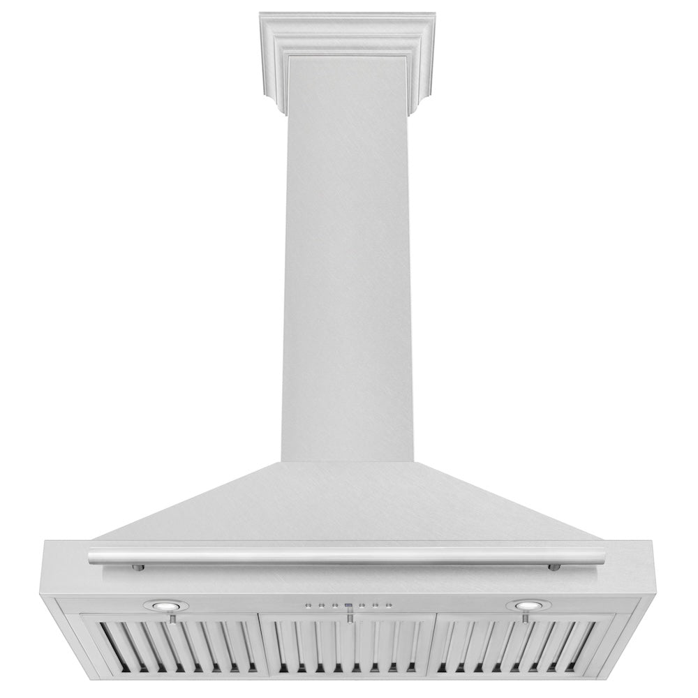 ZLINE 36 in. Autograph Edition Convertible Fingerprint Resistant DuraSnow® Stainless Steel Range Hood with White Matte Shell and Matte Black Handle (KB4SNZ-WM36-MB)
