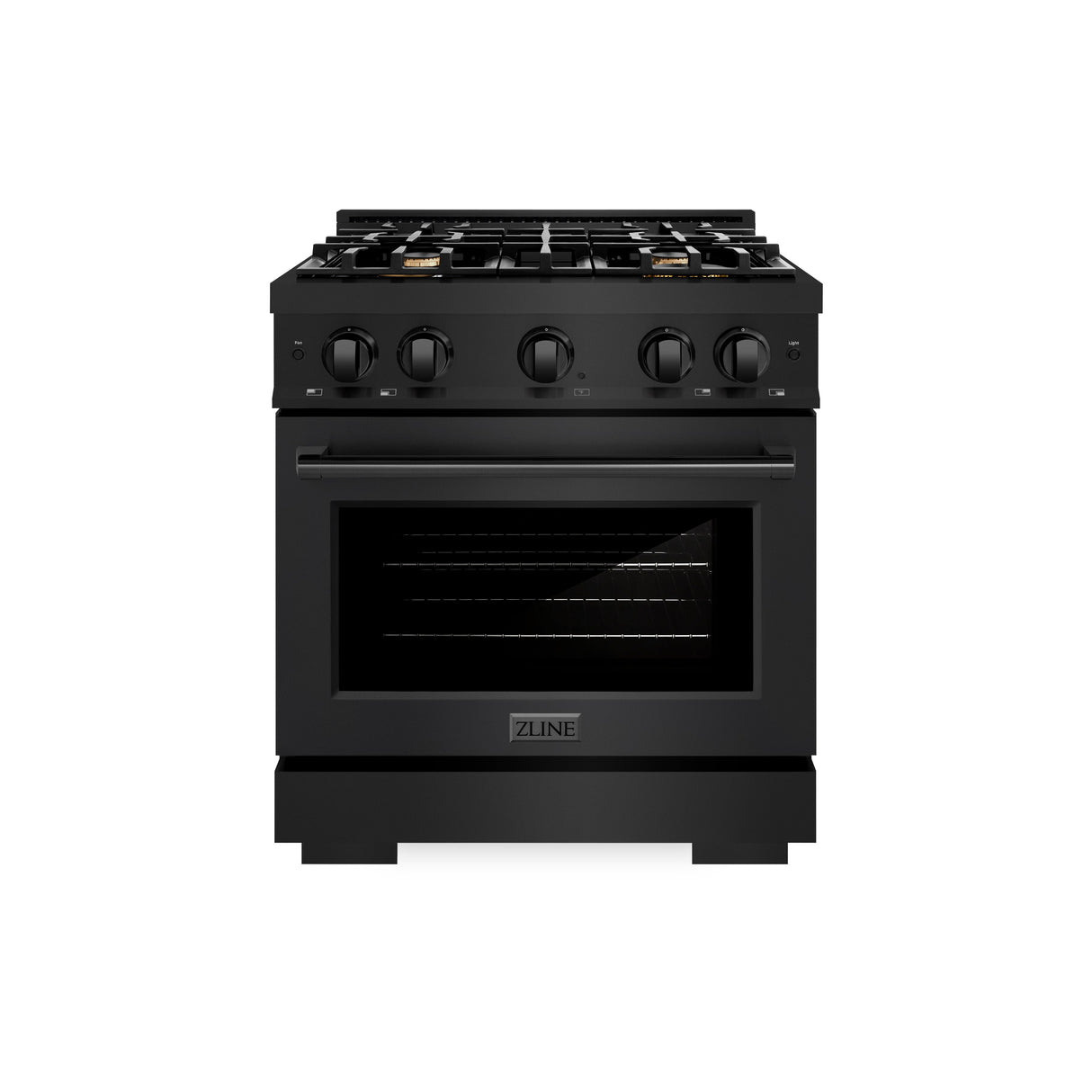 ZLINE 30 in. 4.2 cu. ft. Select Gas Range with Convection Gas Oven in Black Stainless Steel with 4 Brass Burners (HGRB-BR-30)