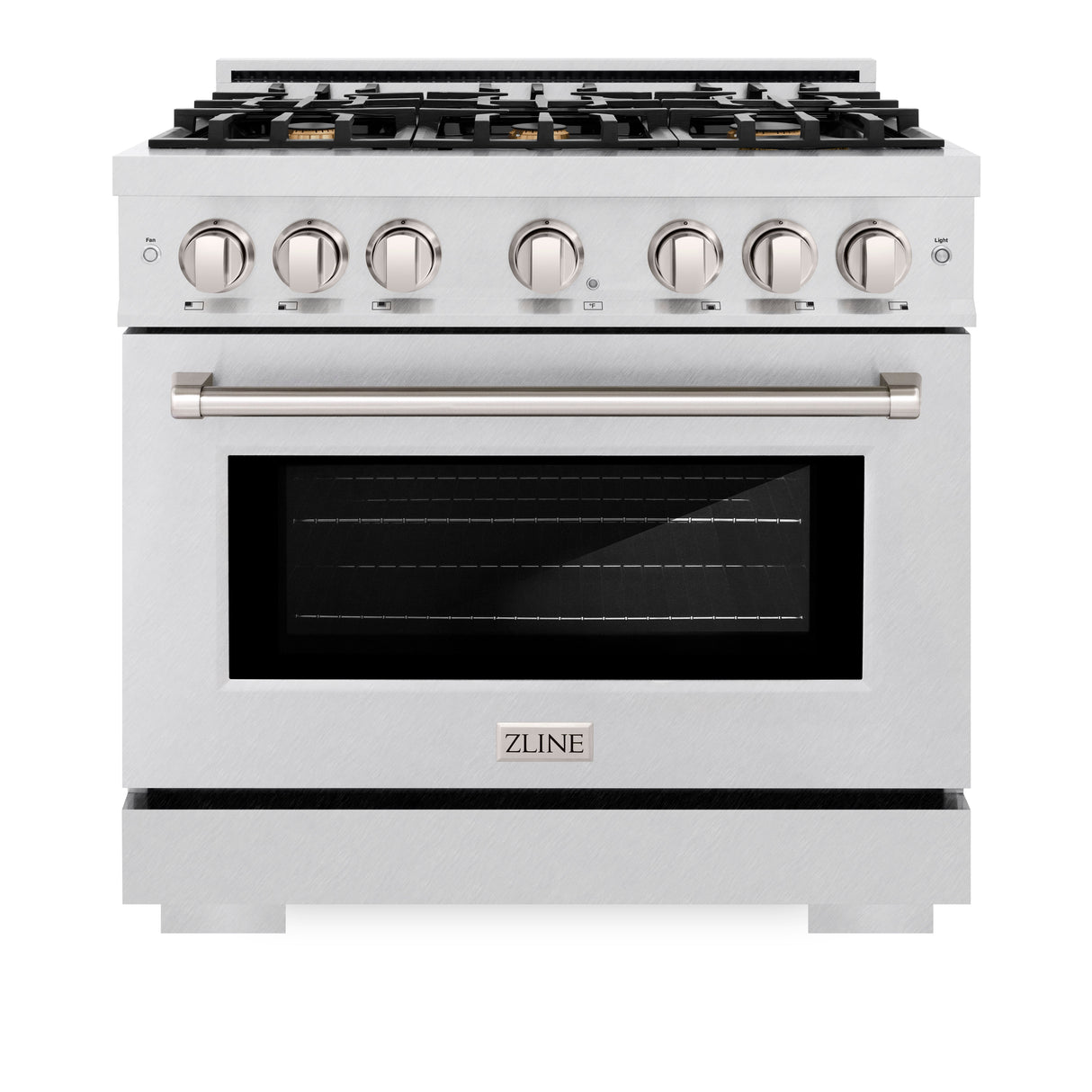 ZLINE 36 in. 5.2 cu. ft. Select Dual Fuel Range with Gas Cooktop and Electric Convection Oven in Satin Stainless Steel with 6 Brass Burners (HDRS-BR-36)