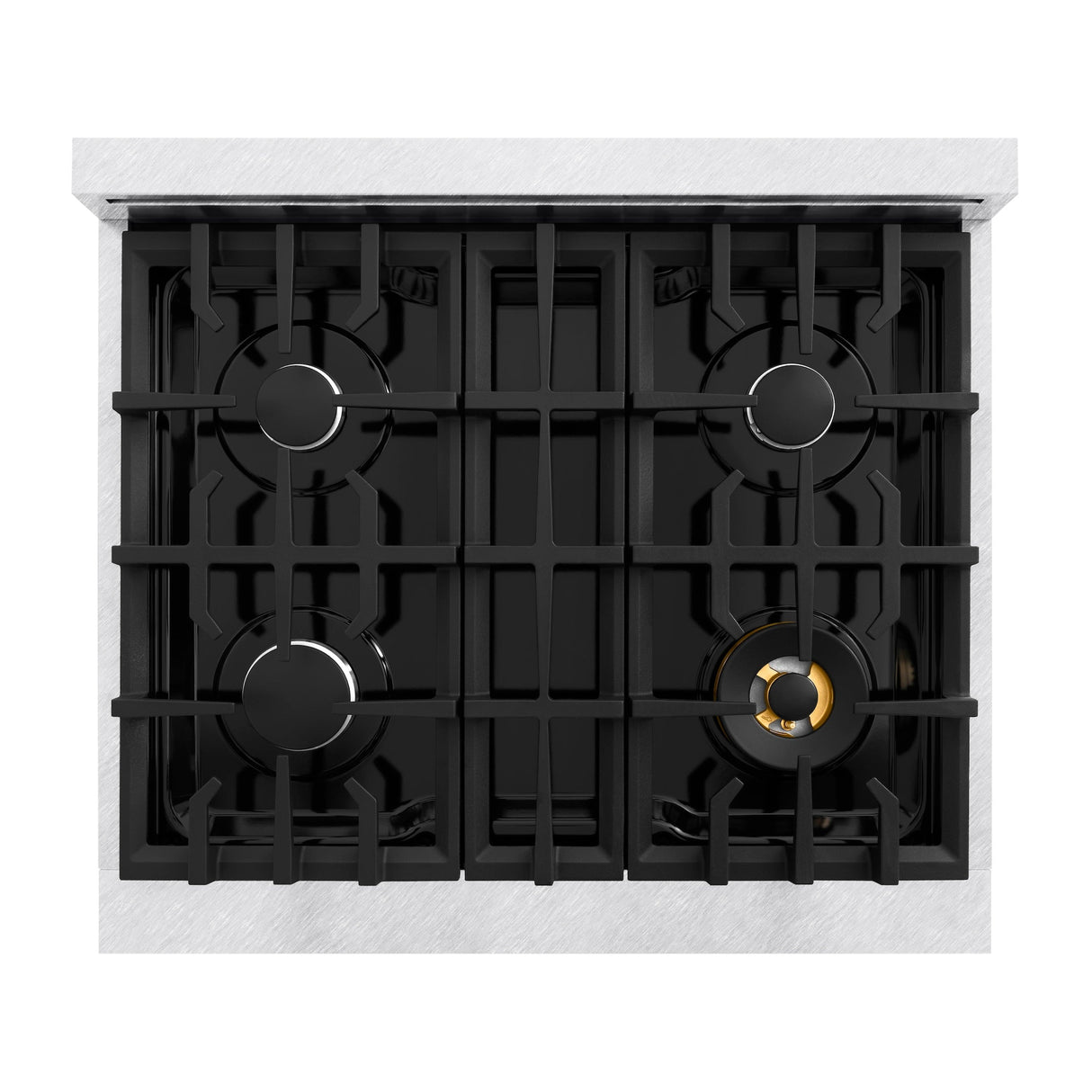 ZLINE 30 in. 4.2 cu. ft. Select Gas Range with 4 Burner Cooktop and Convection Gas Oven in Satin Stainless Steel with Black Matte Door (HGRS-BLM-30)