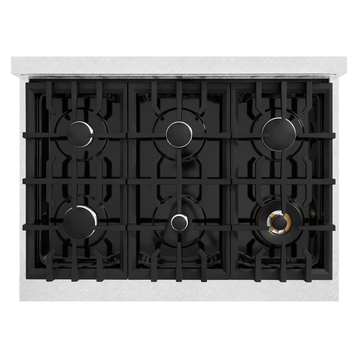 ZLINE 36 in. 5.2 cu. ft. Select Gas Range with 6 Burner Cooktop and Convection Gas Oven in Satin Stainless Steel with Black Matte Door (HGRS-BLM-36)