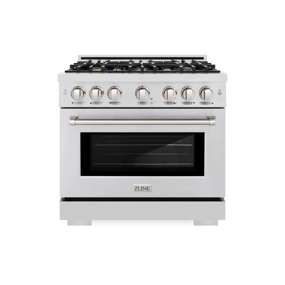 ZLINE 36 in. 5.2 cu. ft. Select Gas Range with Convection Gas Oven in Satin Stainless Steel with 6 Brass Burners (HGRS-BR-36)