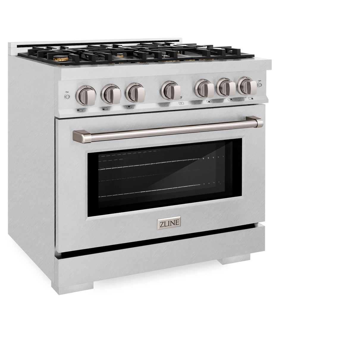 ZLINE 36 in. 5.2 cu. ft. Select Gas Range with Convection Gas Oven in Satin Stainless Steel with 6 Brass Burners (HGRS-BR-36)