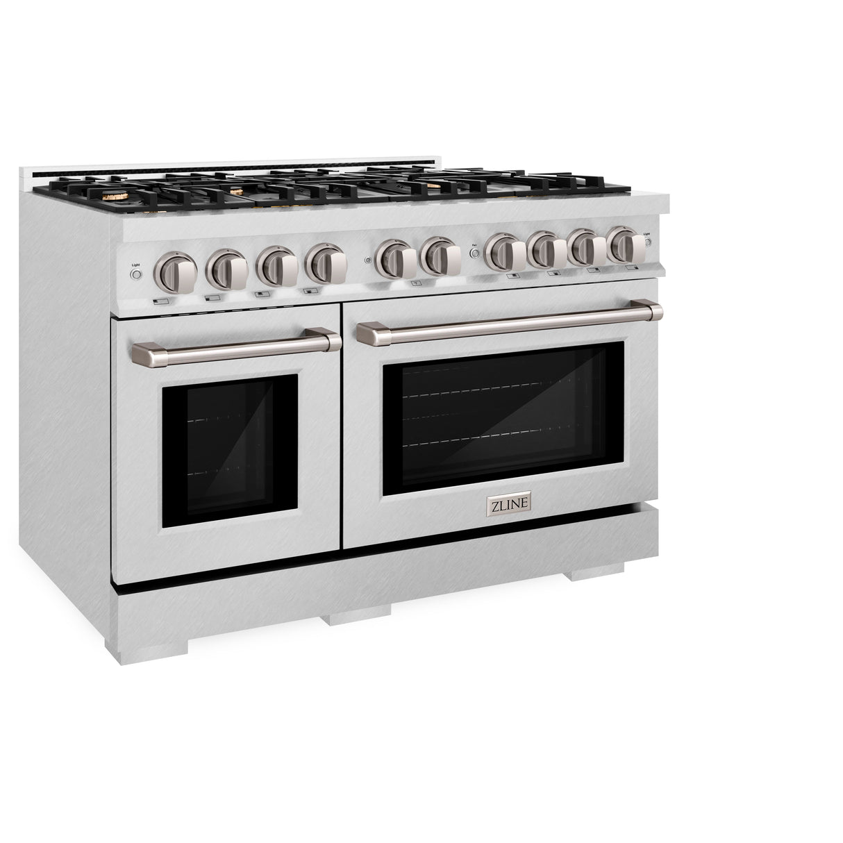 ZLINE 48 in. 6.7 cu. ft. Select Double Oven Gas Range in Satin Stainless Steel with 8 Brass Burners (HGRS-BR-48)