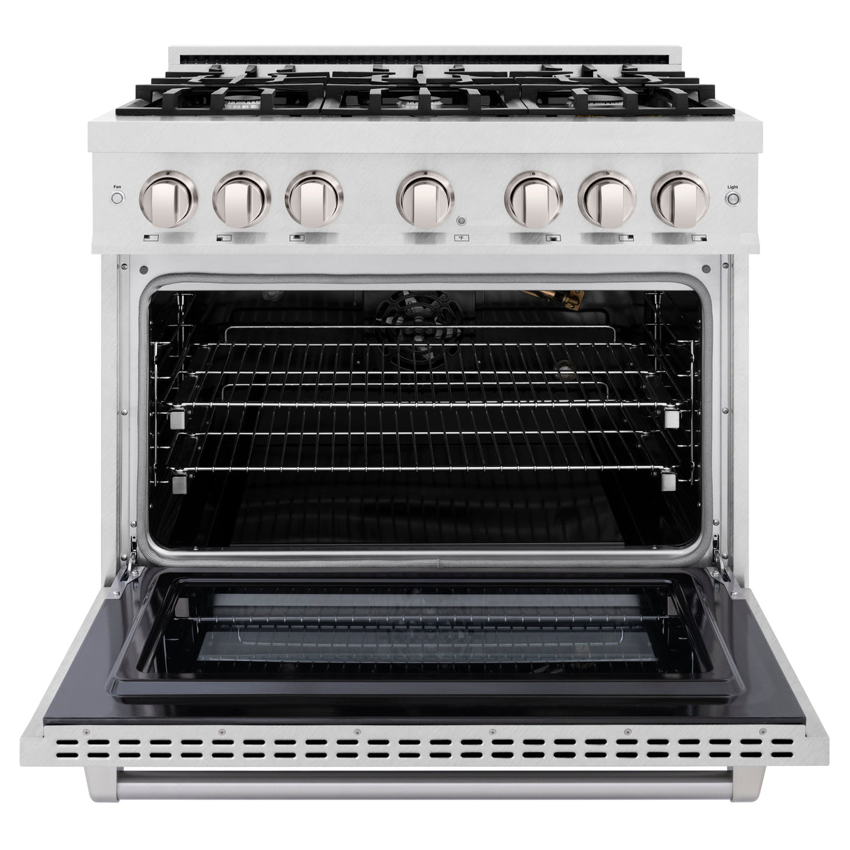 ZLINE 36 in. 5.2 cu. ft. Select Gas Range with 6 Burner Cooktop and Convection Gas Oven in Satin Stainless Steel (HGRS-36)