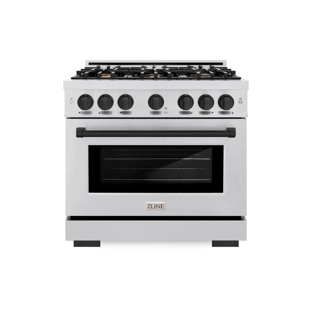 ZLINE Autograph Edition 36 in. 5.2 cu. ft. Select Gas Range with 6 Burner Cooktop and Convection Gas Oven in Satin Stainless Steel and Matte Black Accents (HGRSZ-36-MB)