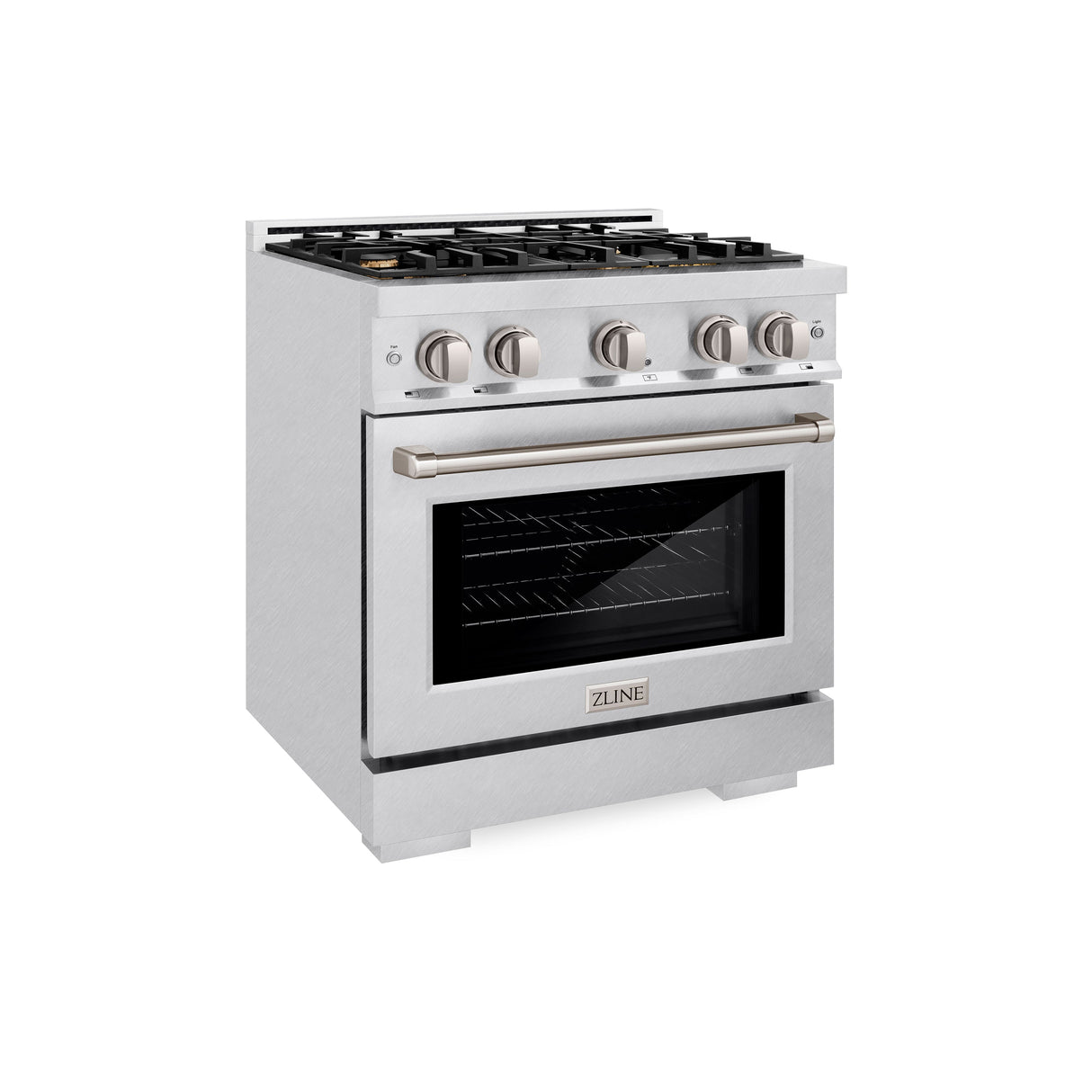 ZLINE 30 in. 4.2 cu. ft. Select Dual Fuel Range with Gas Cooktop and Electric Convection Oven in Satin Stainless Steel with 4 Brass Burners (HDRS-BR-30)