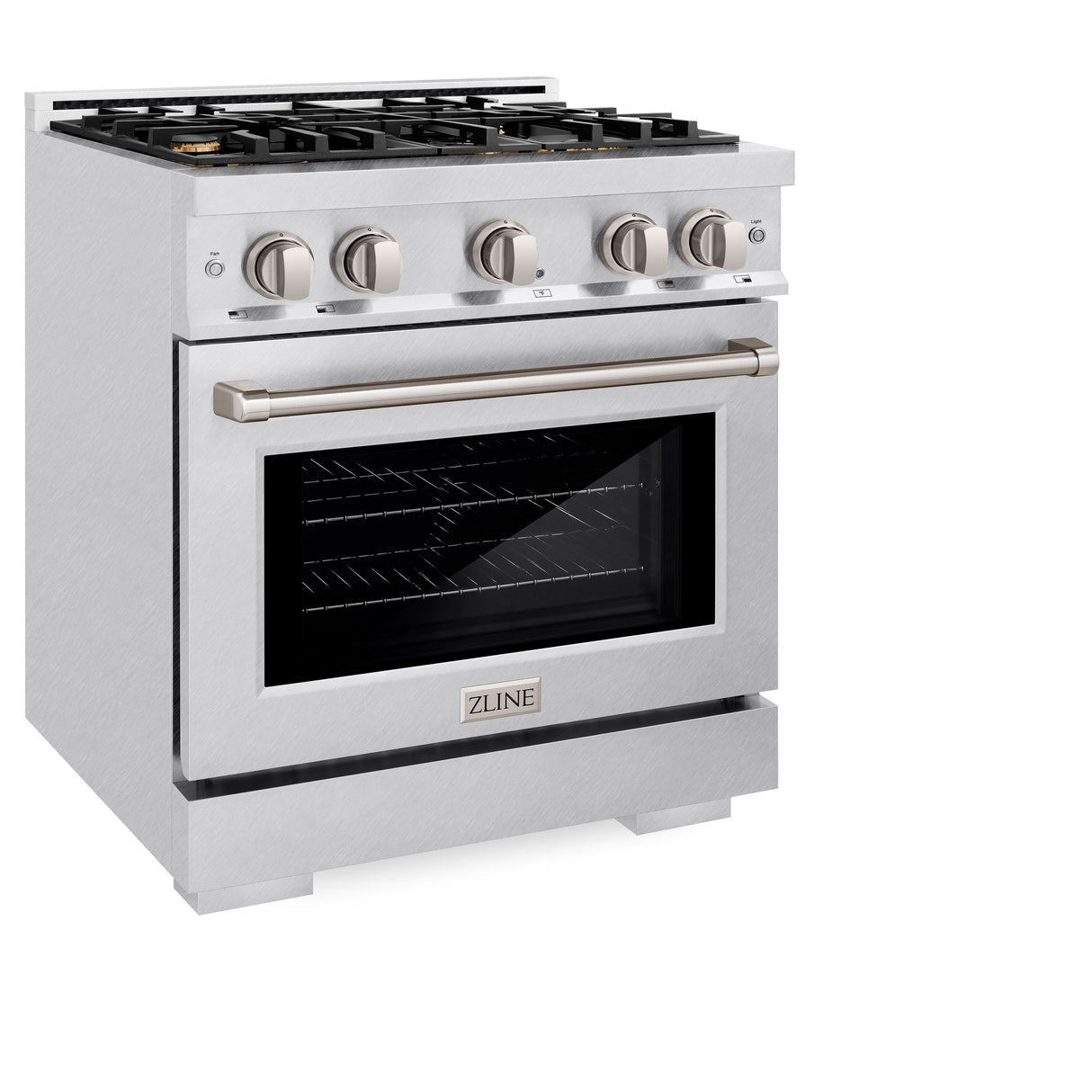 ZLINE 30 in. 4.2 cu. ft. Select Dual Fuel Range with Gas Cooktop and Electric Convection Oven in Satin Stainless Steel with 4 Brass Burners (HDRS-BR-30)