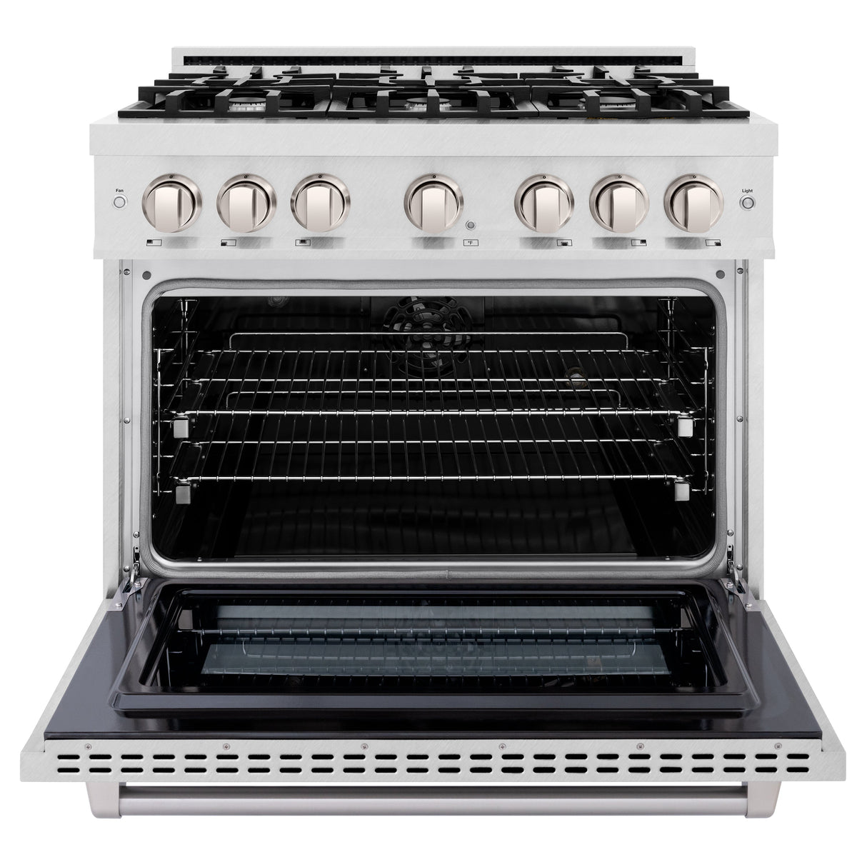 ZLINE 36 in. 5.2 cu. ft. Select Dual Fuel Range with 6 Burner Gas Cooktop and Electric Convection Oven in Satin Stainless Steel (HDRS-36)
