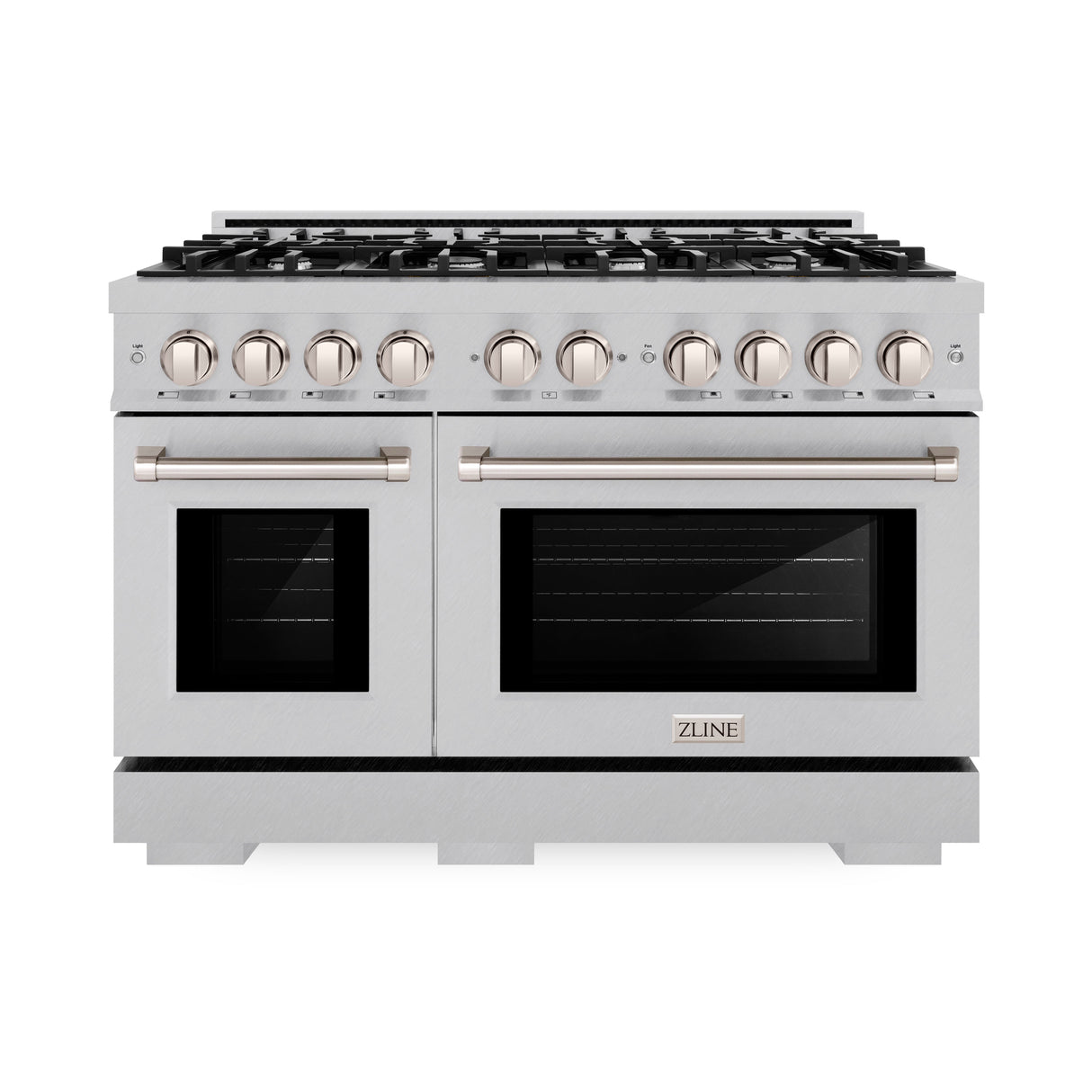 ZLINE 48 in. 6.7 cu. ft. Select Double Oven Dual Fuel Range with 8 Burner Gas Cooktop in Satin Stainless Steel (HDRS-48)
