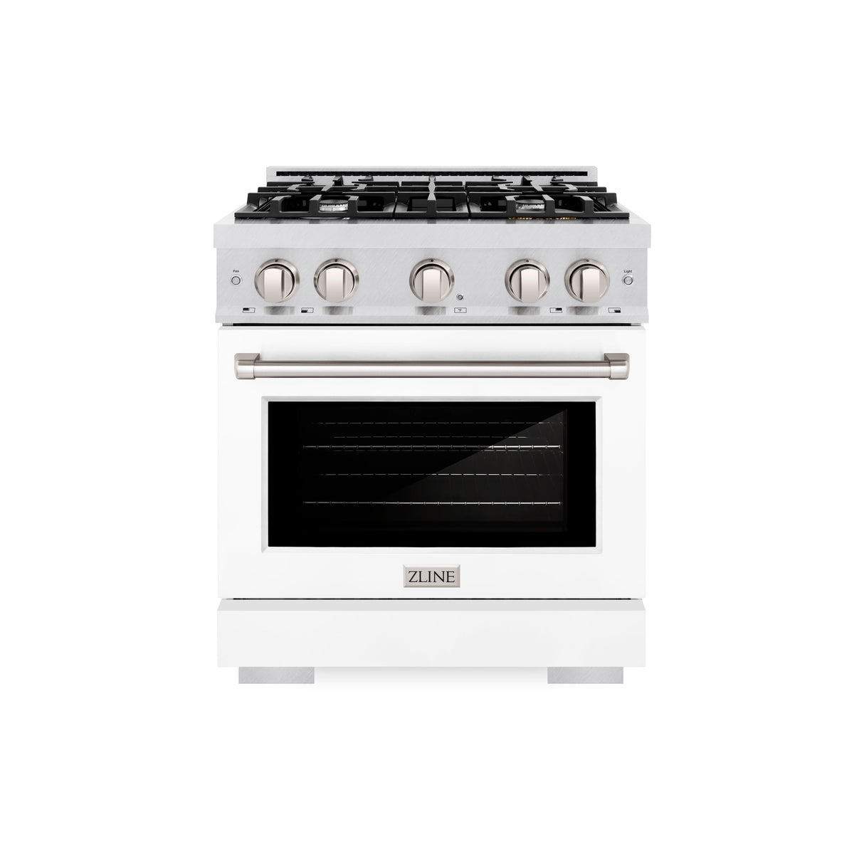 ZLINE 30 in. 4.2 cu. ft. Select Gas Range with 4 Burner Cooktop and Convection Gas Oven in Satin Stainless Steel with White Matte Door (HGRS-WM-30)