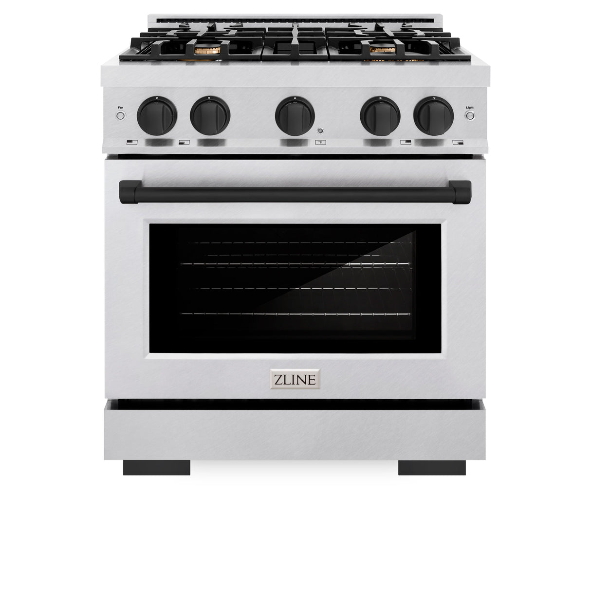 ZLINE Autograph Edition 30 in. 4.2 cu. ft. Select Gas Range with 4 Burner Cooktop and Convection Gas Oven in Satin Stainless Steel and Matte Black Accents (HGRSZ-30-MB)
