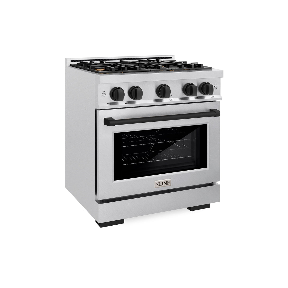 ZLINE Autograph Edition 30 in. 4.2 cu. ft. Select Gas Range with 4 Burner Cooktop and Convection Gas Oven in Satin Stainless Steel and Matte Black Accents (HGRSZ-30-MB)