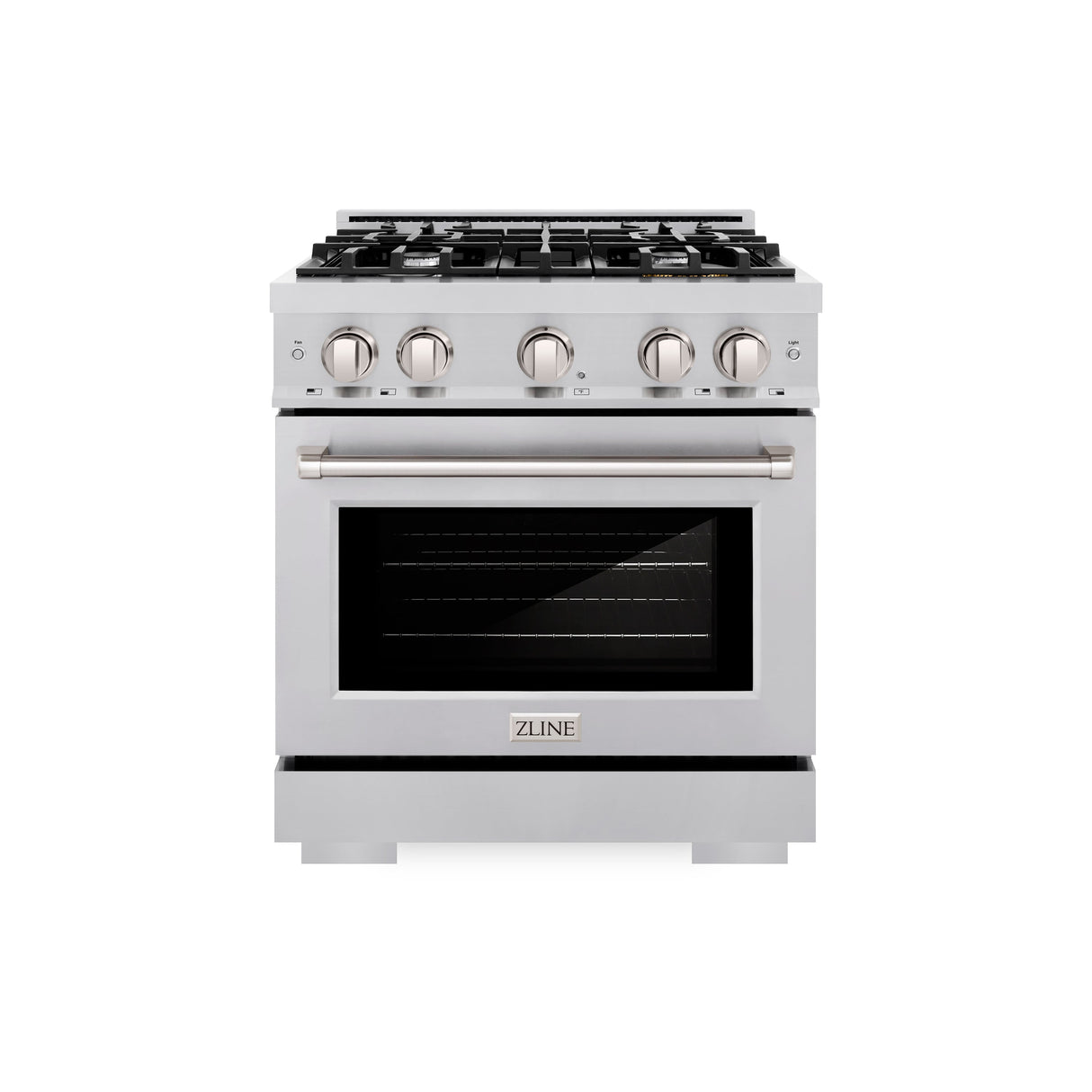 ZLINE 30 in. 4.2 cu. ft. Select Dual Fuel Range with 4 Burner Gas Cooktop and Electric Convection Oven in Satin Stainless Steel (HDRS-30)