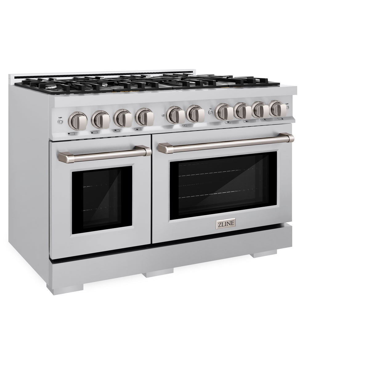 ZLINE 48 in. 6.7 cu. ft. Select Double Oven Dual Fuel Range with 8 Burner Gas Cooktop in Satin Stainless Steel (HDRS-48)