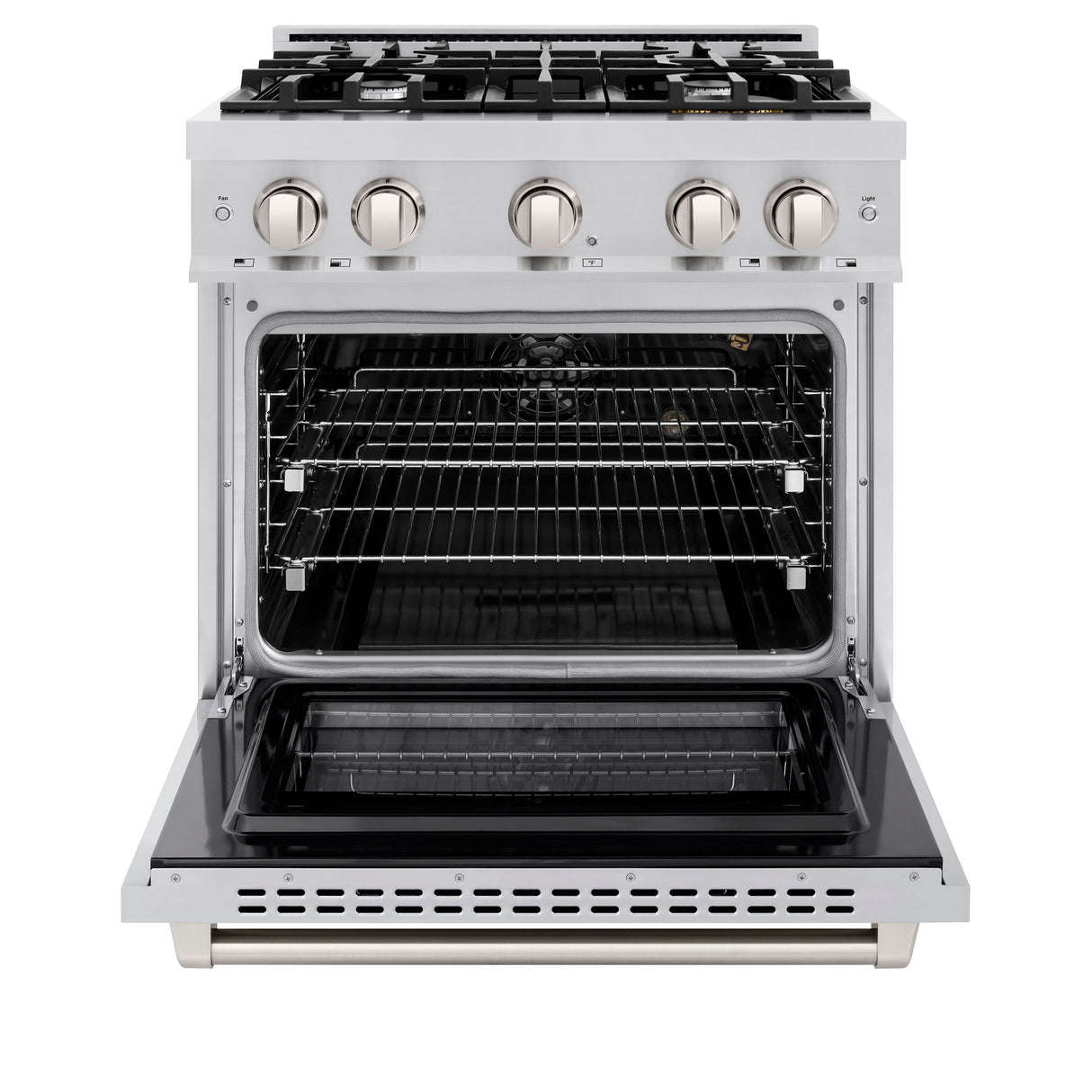 ZLINE 30 in. 4.2 cu. ft. Select Gas Range with 4 Burner Cooktop and Convection Gas Oven in Satin Stainless Steel (HGRS-30)