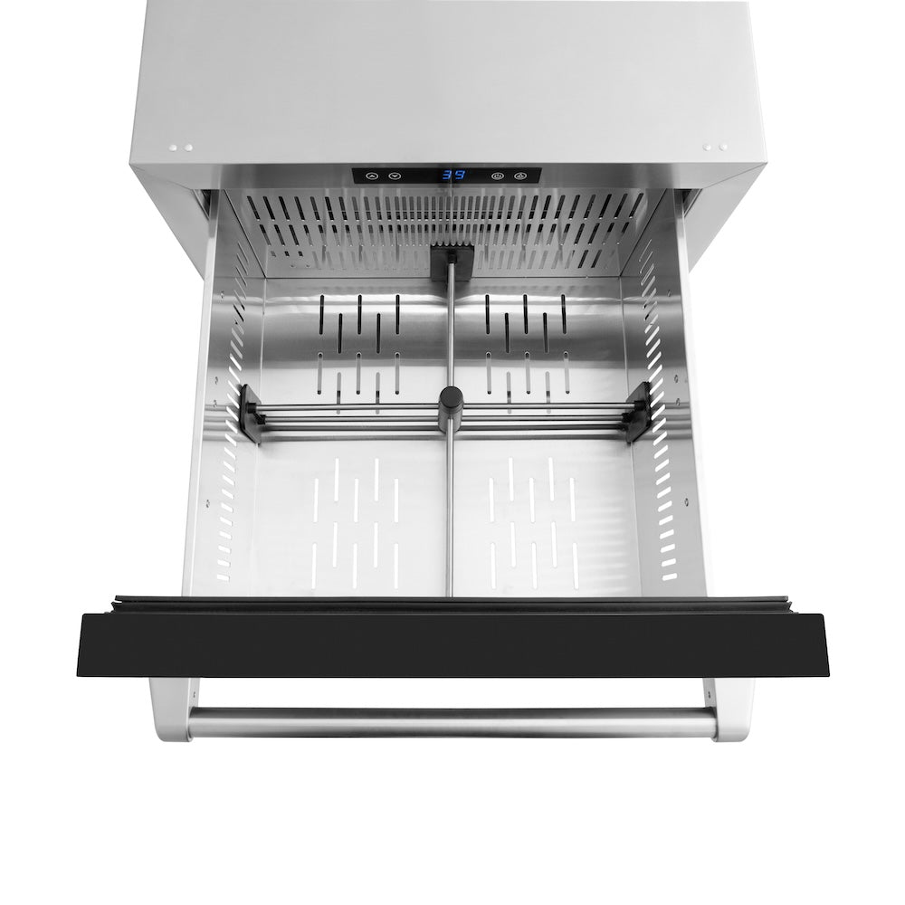 ZLINE 24 in. Touchstone 168 Can Outdoor-Rated Dual Refrigerator Drawer with Black Matte Doors (RDSO-BLM-24)