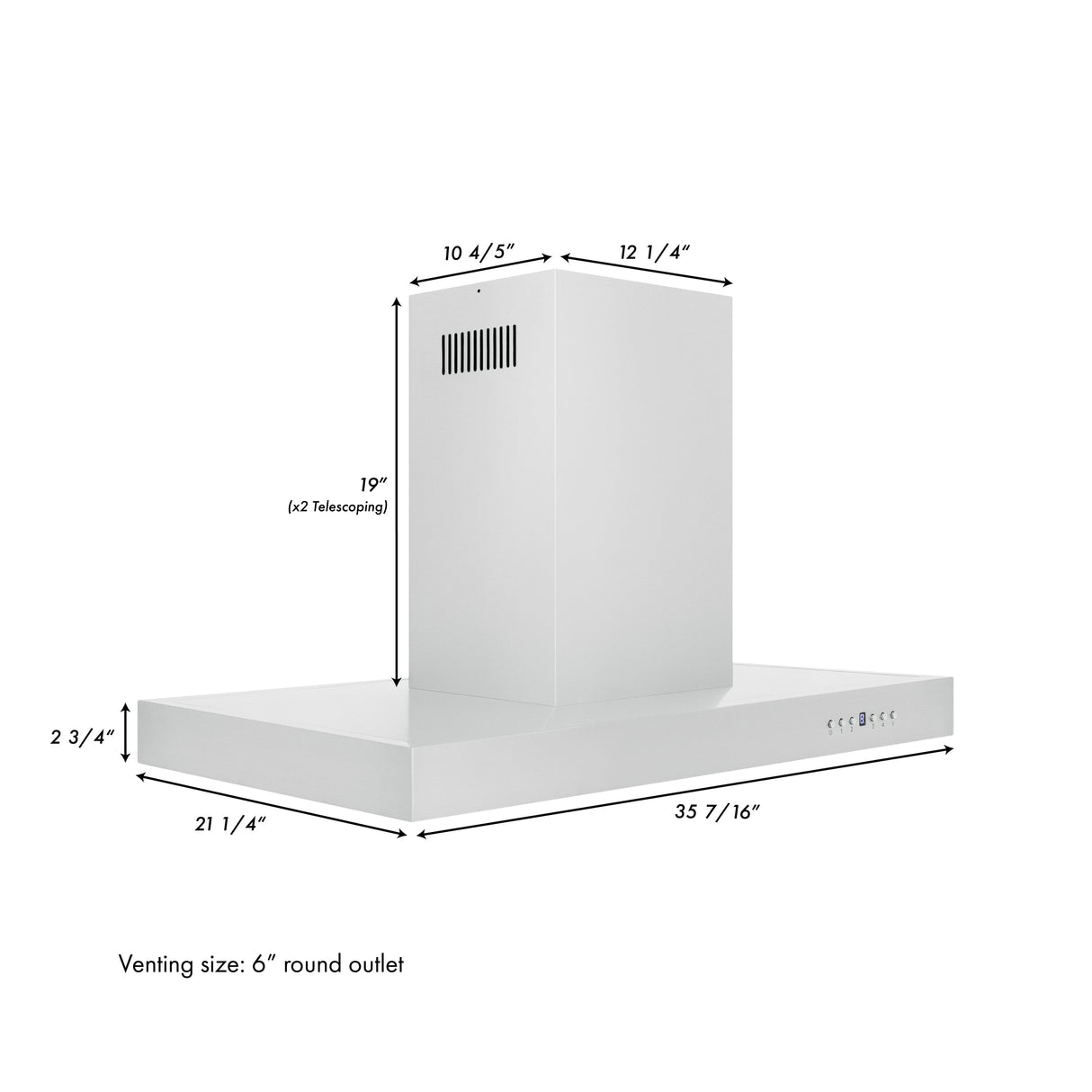 ZLINE 36" Convertible Vent Island Mount Range Hood in Stainless Steel (KE2i-36)