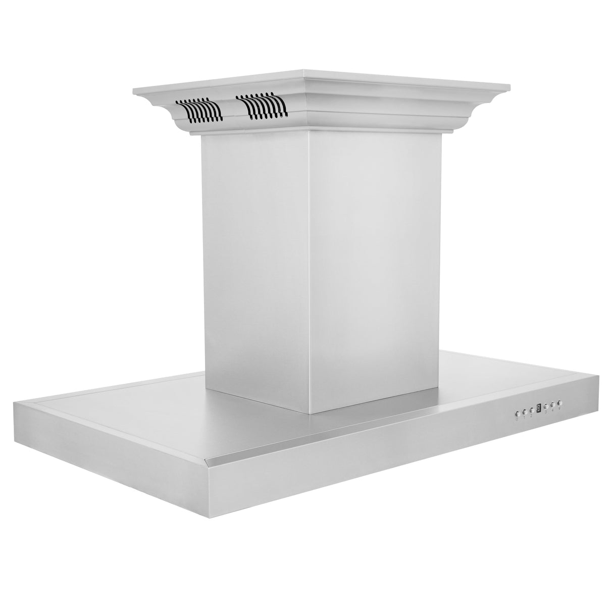 36" ZLINE CrownSound™Ducted Vent Island Mount Range Hood in Stainless Steel with Built-in Bluetooth Speakers (KE2iCRN-BT-36)