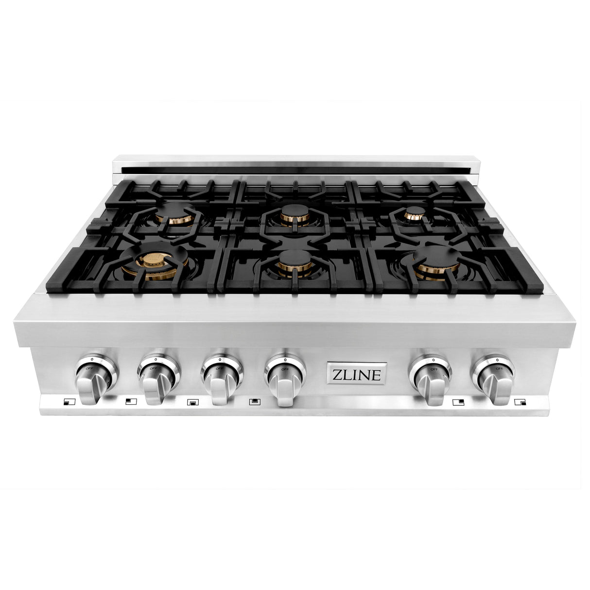 ZLINE 36 in. Legacy Gas Rangetop with 6 Brass Burners and Porcelain Cooktop in Stainless Steel (RT-BR-36)