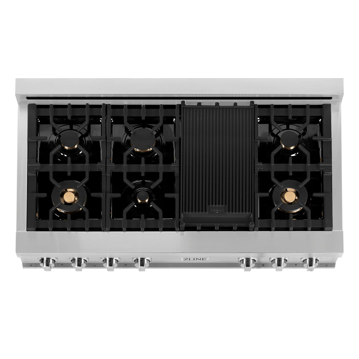 ZLINE 48 in. Legacy Gas Rangetop with 6 Brass Burners and Porcelain Cooktop in Stainless Steel (RT-BR-48)